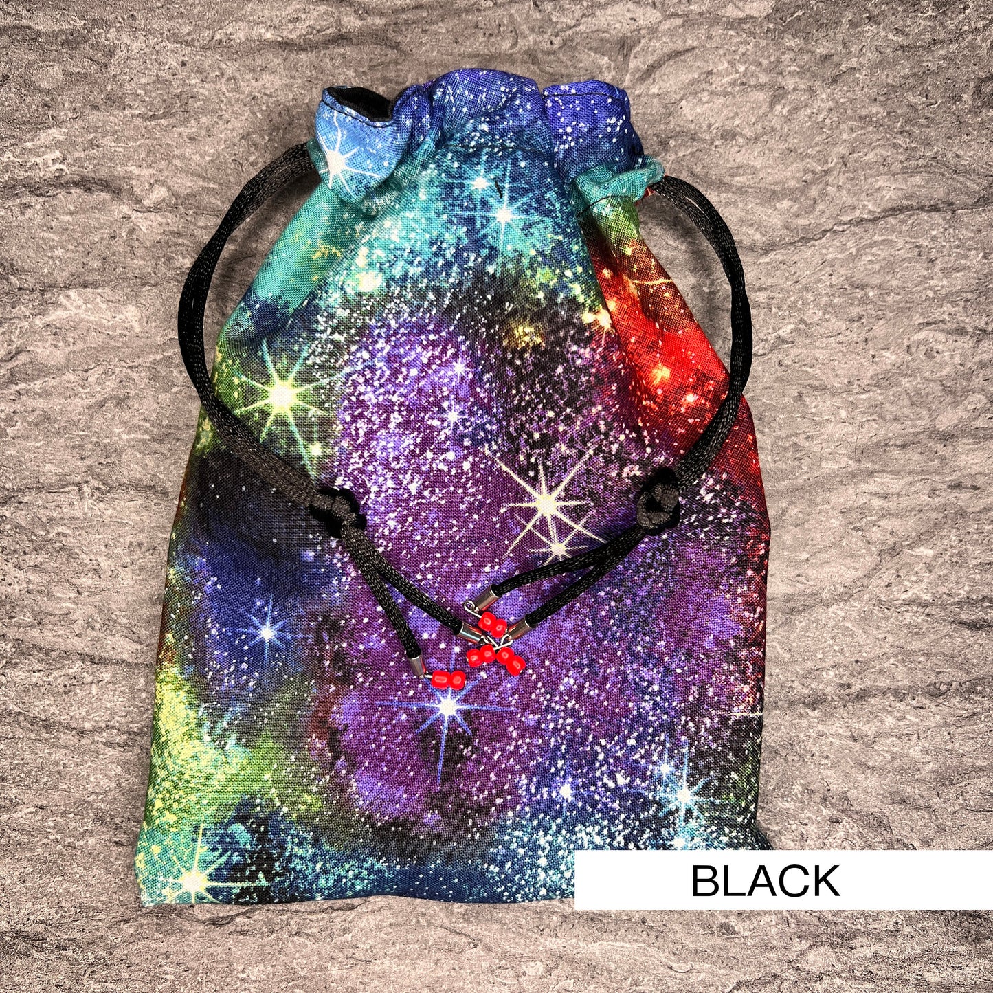 Handmade Cotton Drawstring Dice Bag, Choice of Galaxy Print, Stars, Galaxy, DnD, D&D, RPG 2d20 Tabletop Gaming Gift