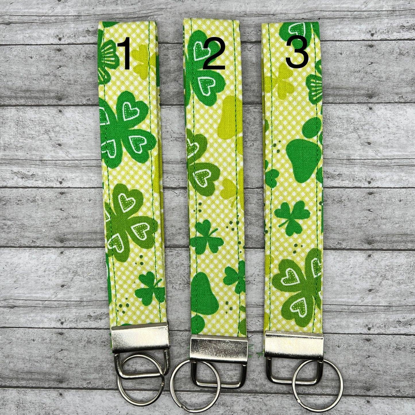 Handmade 6” St Patrick’s Day Shamrock Green Wristlet Key Fob