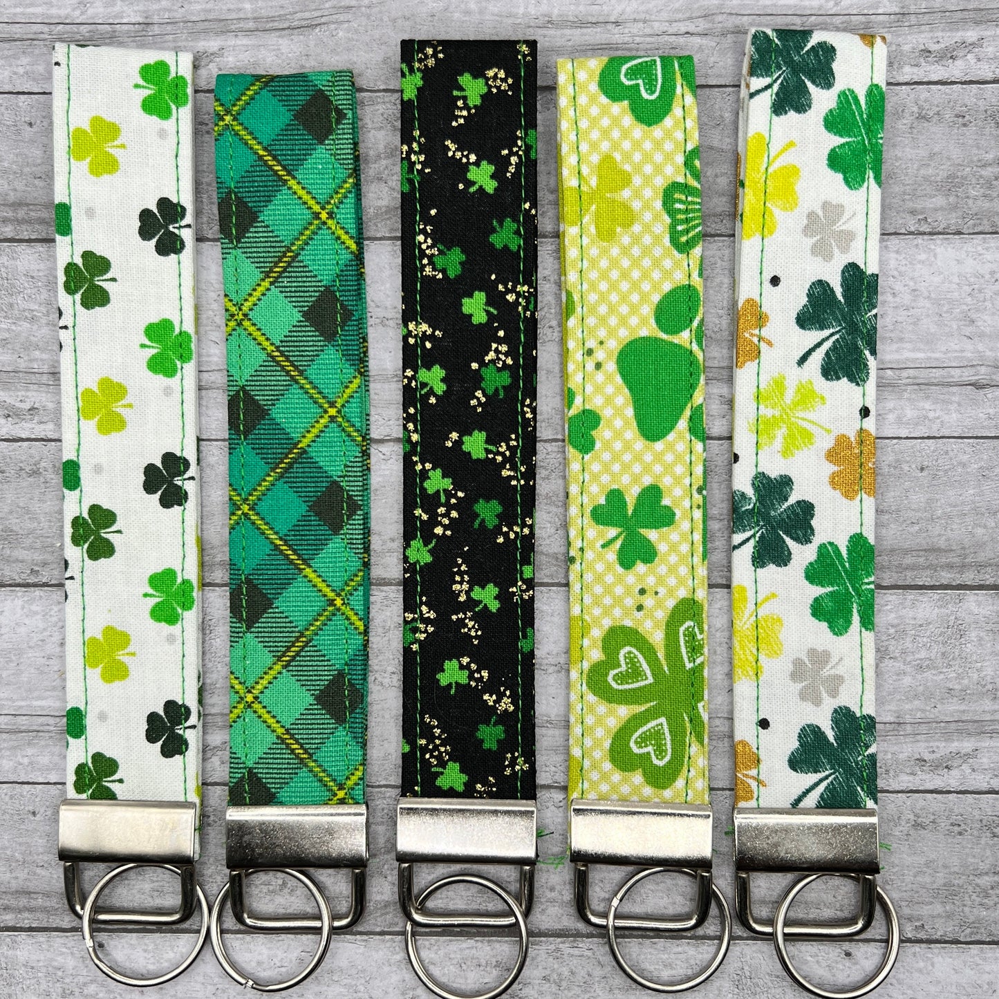 Handmade 6” St Patrick’s Day Shamrock Green Wristlet Key Fob