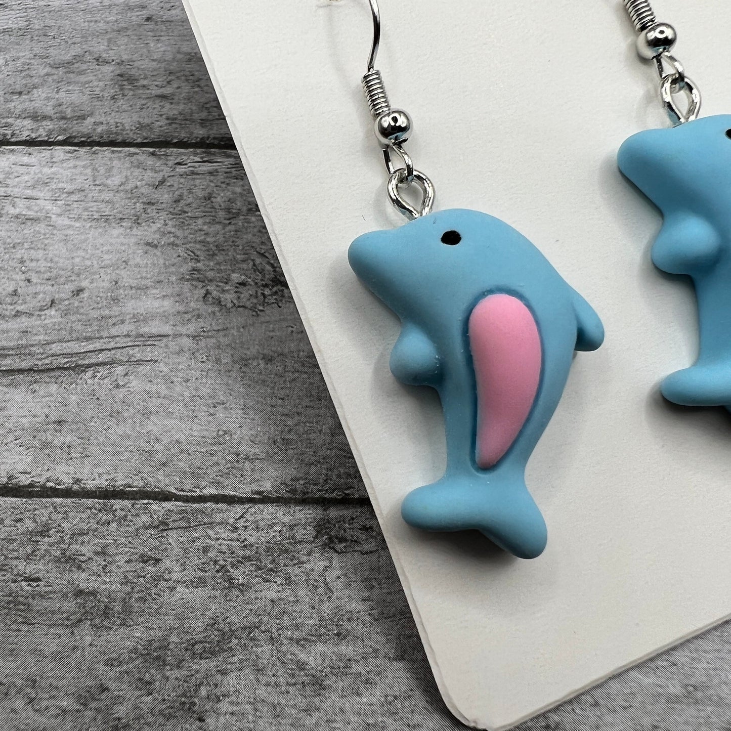 Blue Kawaii Dolphin Earrings - Clearance