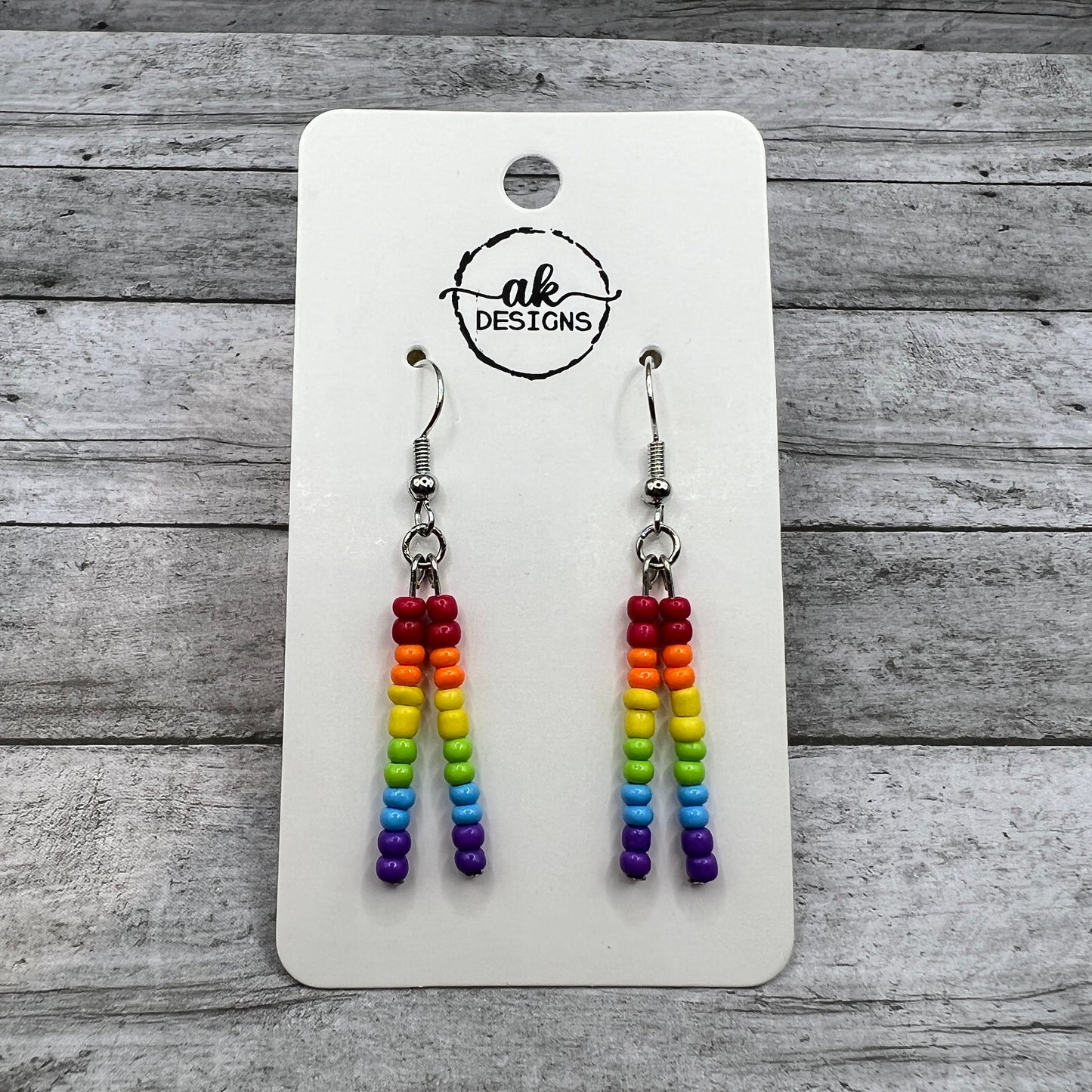 Rainbow LGBTQ Non-binary Trans Gay Pride Flag Seed Bead Earrings