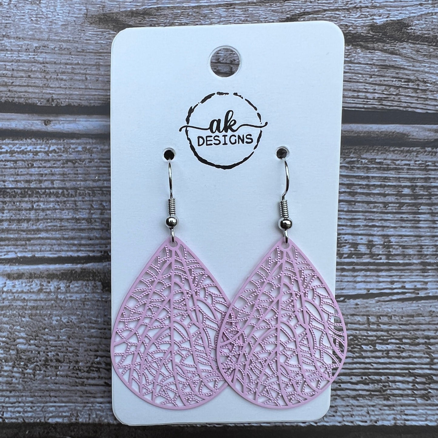 Teardrop Lace Filigree Bold Lightweight Painted Brass Earrings Red Fuscia Pink Magenta - Clearance