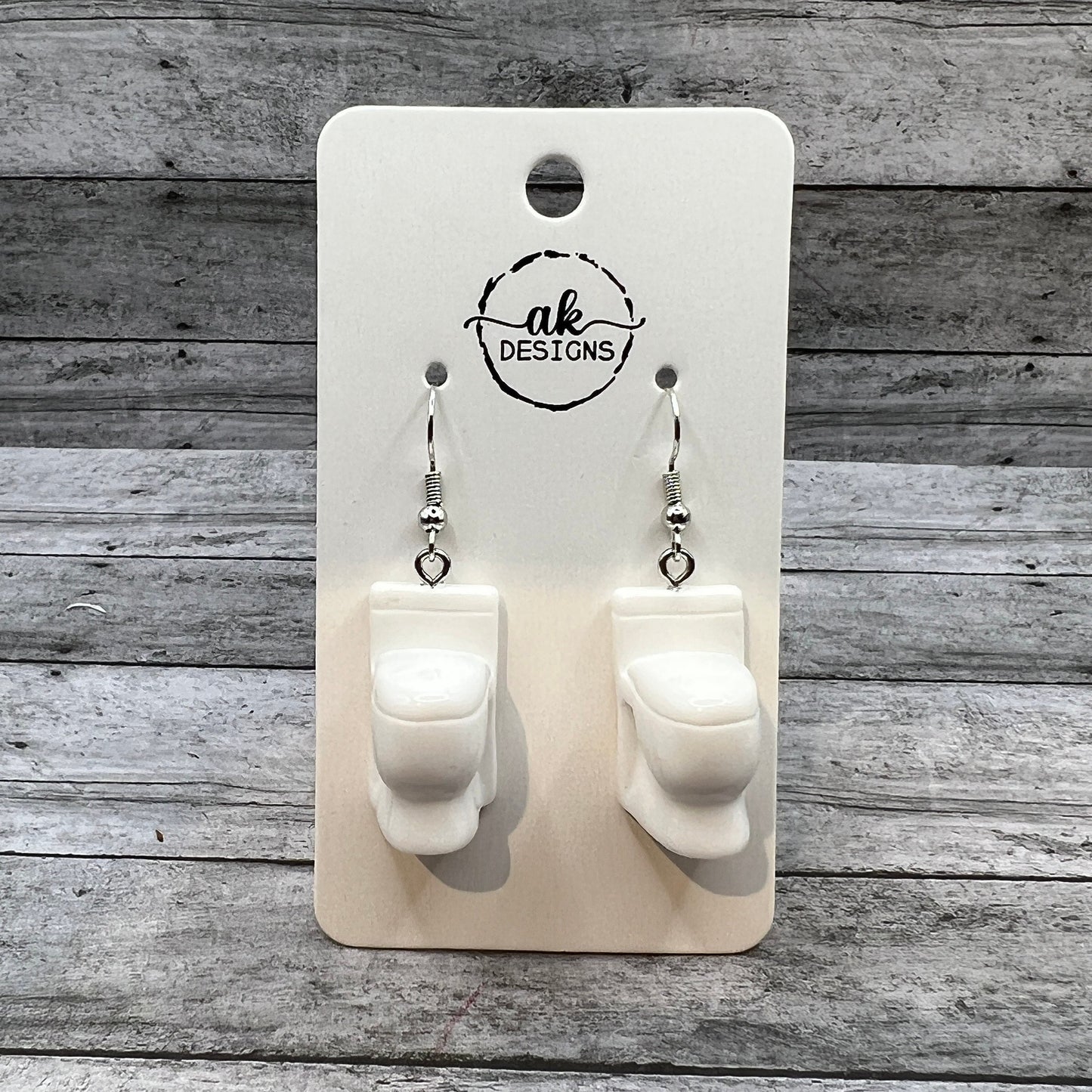 Gag Gift Funny Toilet Potty Commode Porcelain Throne Hypoallergenic Earrings White Elephant