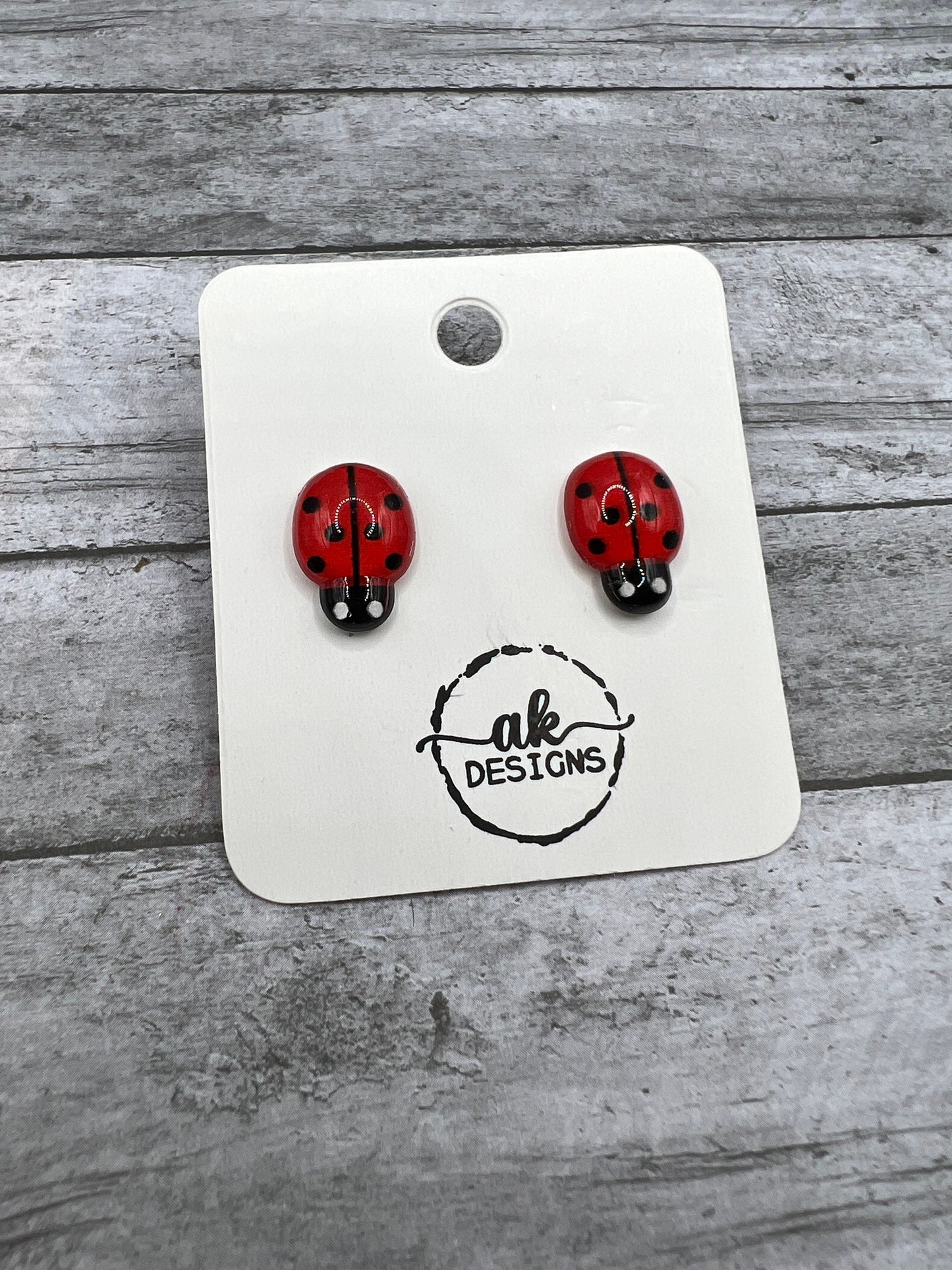 Hypoallergenic Resin Ladybug Bumblebee Petite Stud Earrings - Clearance