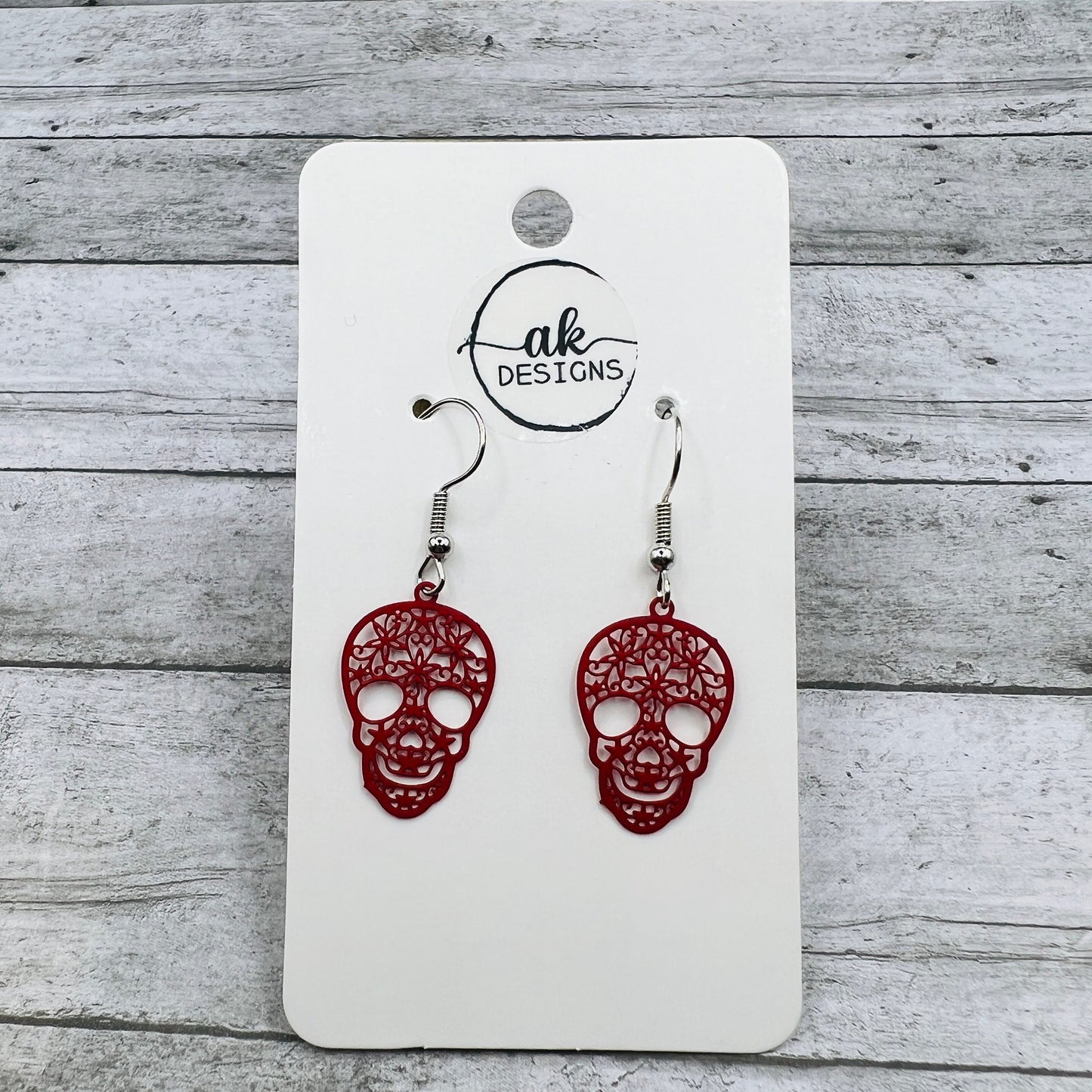 Spooky Lightweight Filigree Skull Skeleton Halloween Earrings - Clearance