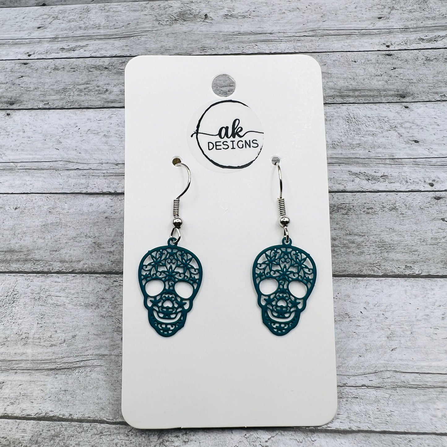 Spooky Lightweight Filigree Skull Skeleton Halloween Earrings - Clearance