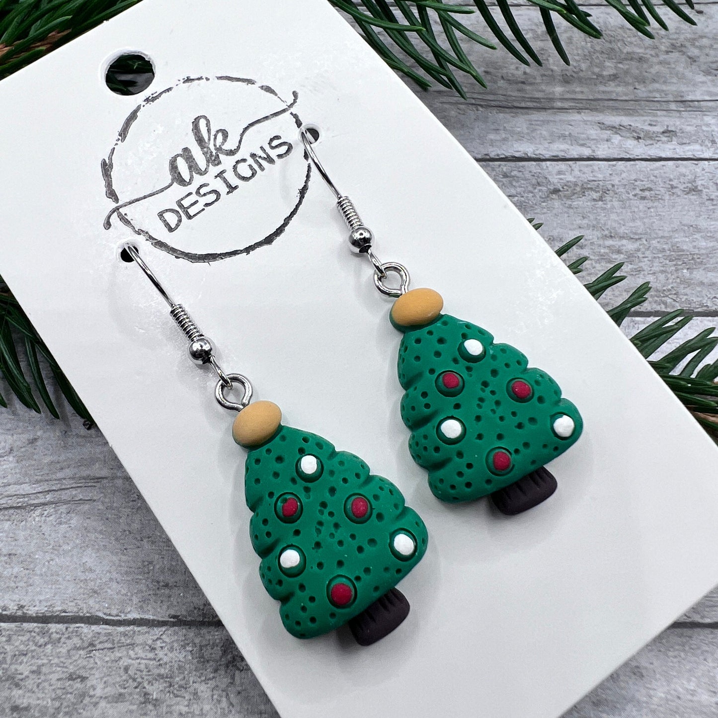 Christmas Tree Kawaii Cartoon Resin Dangle Hypoallergenic Holiday Earrings