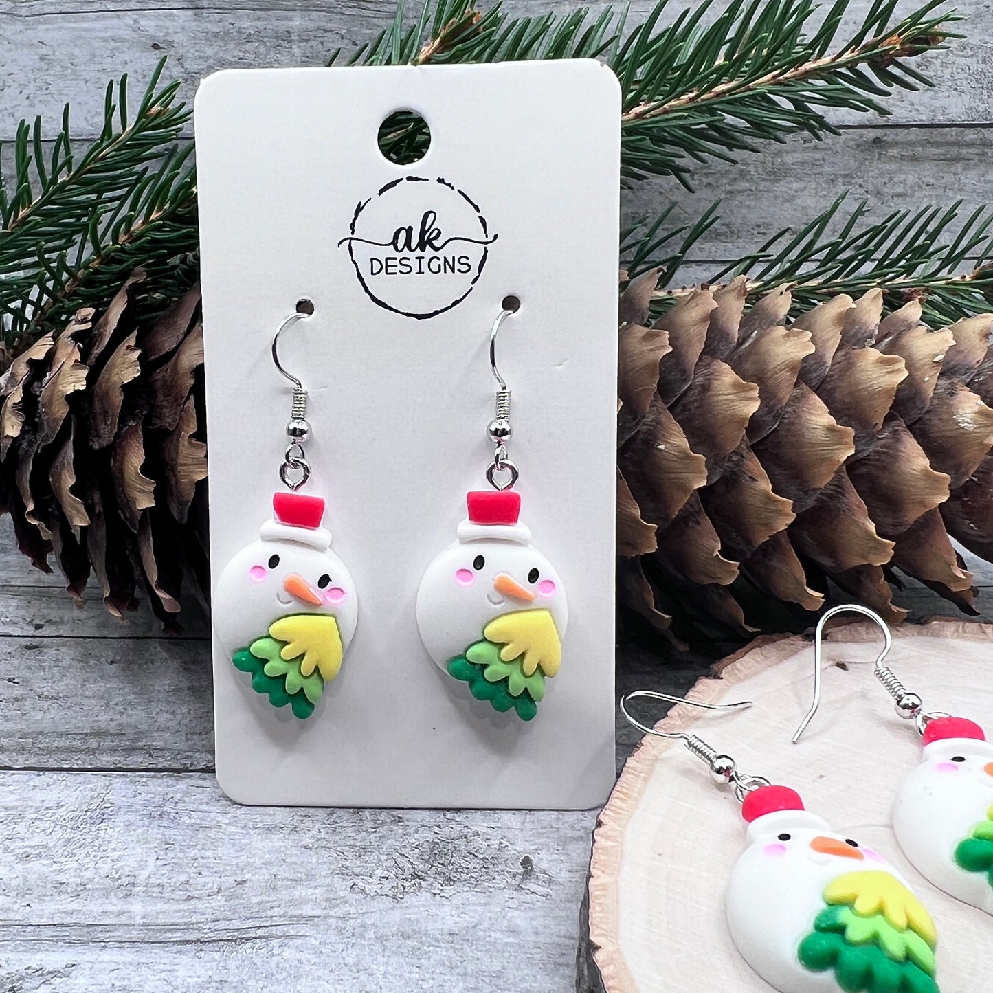 Christmas Tree Snowman Earrings