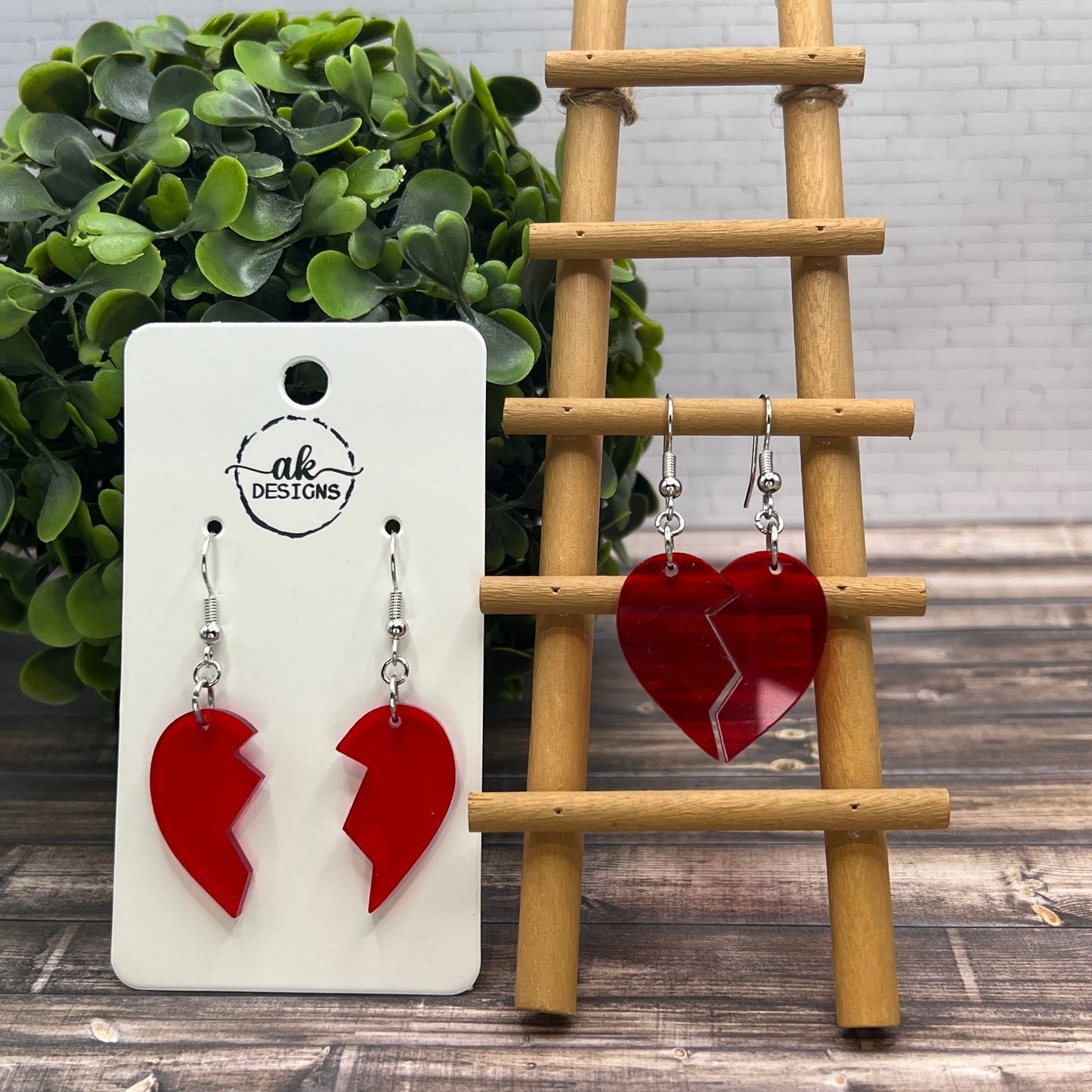 Broken Heart Laser Cut Acrylic Valentine Earrings