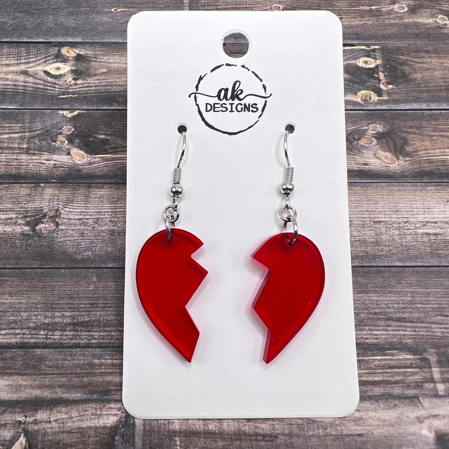 Broken Heart Laser Cut Acrylic Valentine Earrings