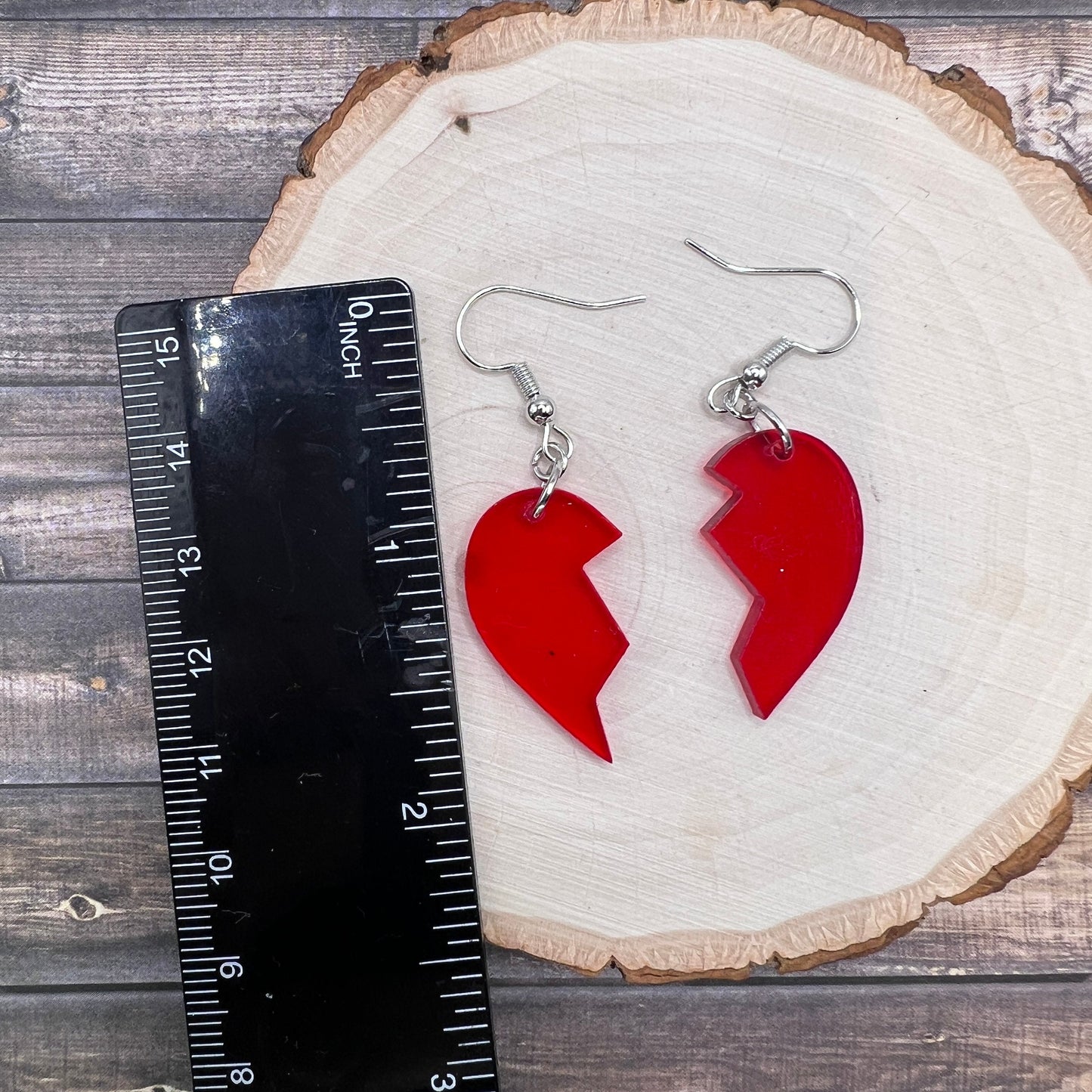 Broken Heart Laser Cut Acrylic Valentine Earrings