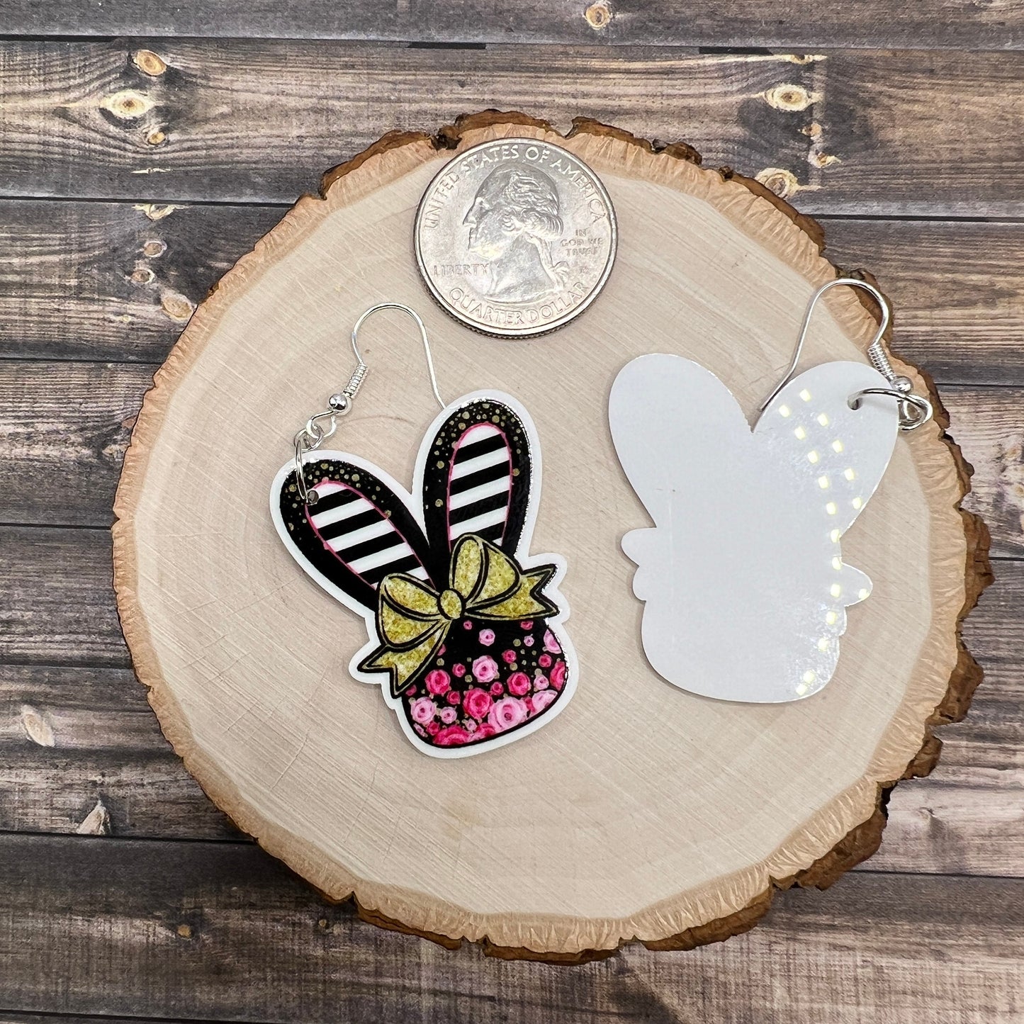 Bunny Ears Easter Basket Earrings - Clearance