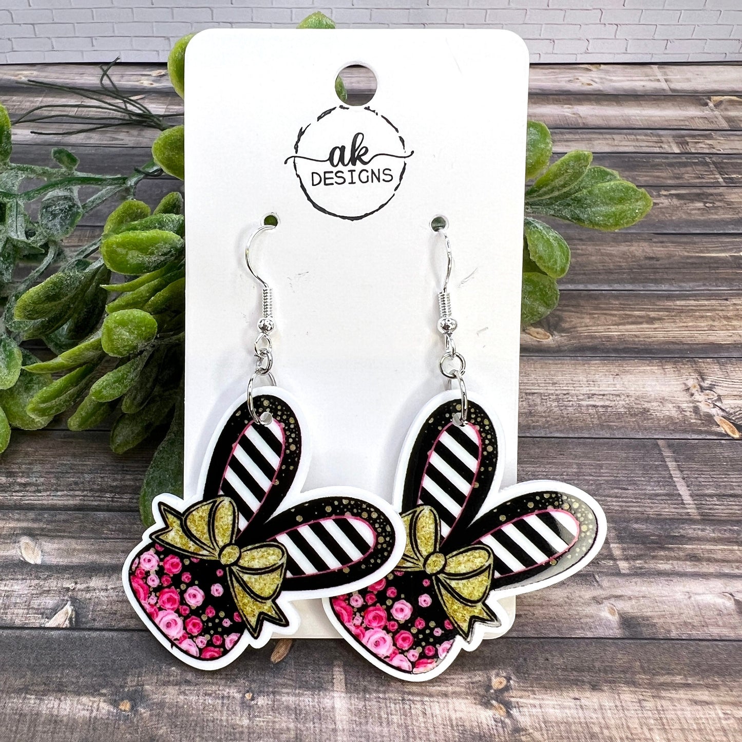 Bunny Ears Easter Basket Earrings - Clearance