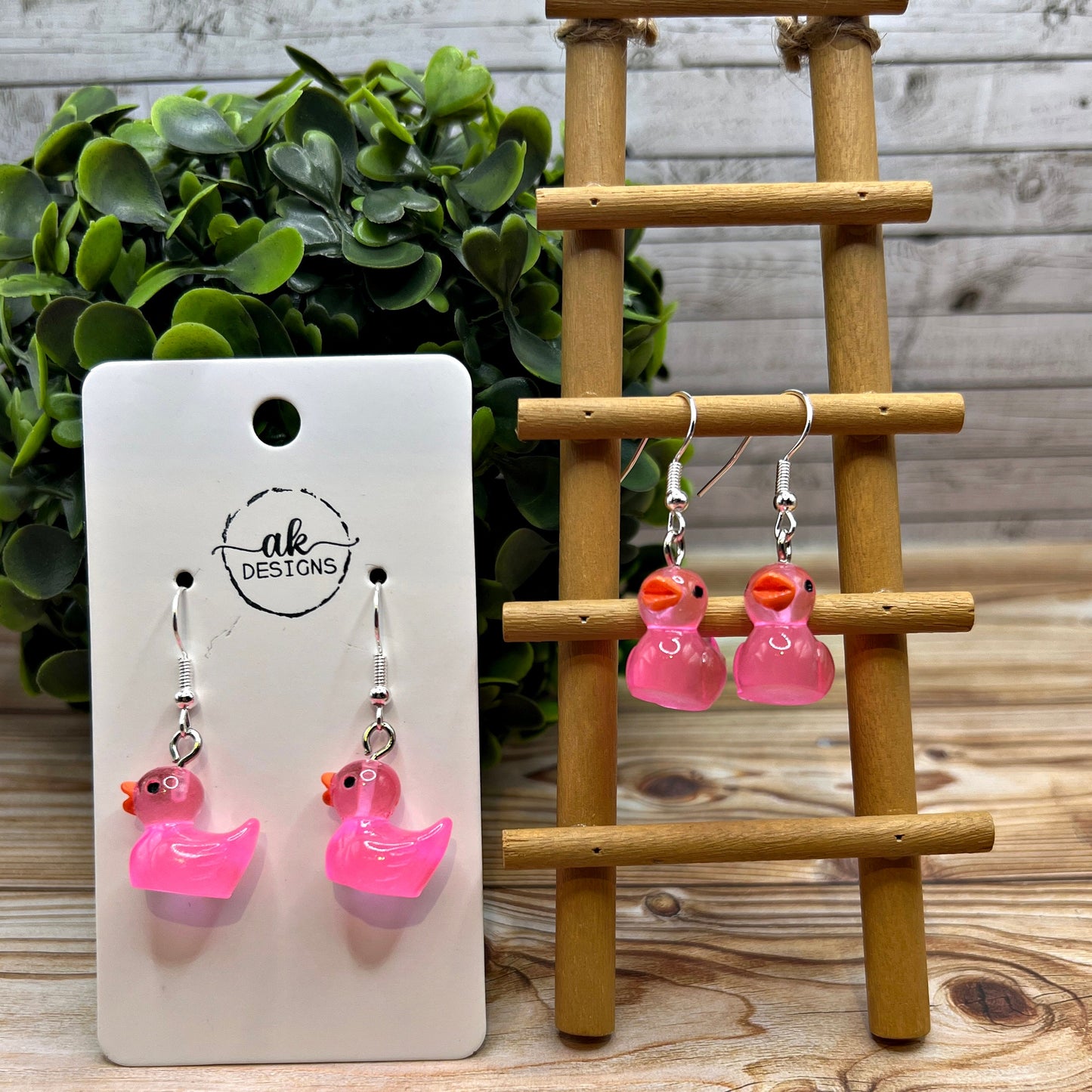 Rubber Ducky Duck Glow in the Dark Pink Petite Lightweight Animal Earrings, Hypoallergenic Easter Valentine's Birthday Gift for Girls - Animal