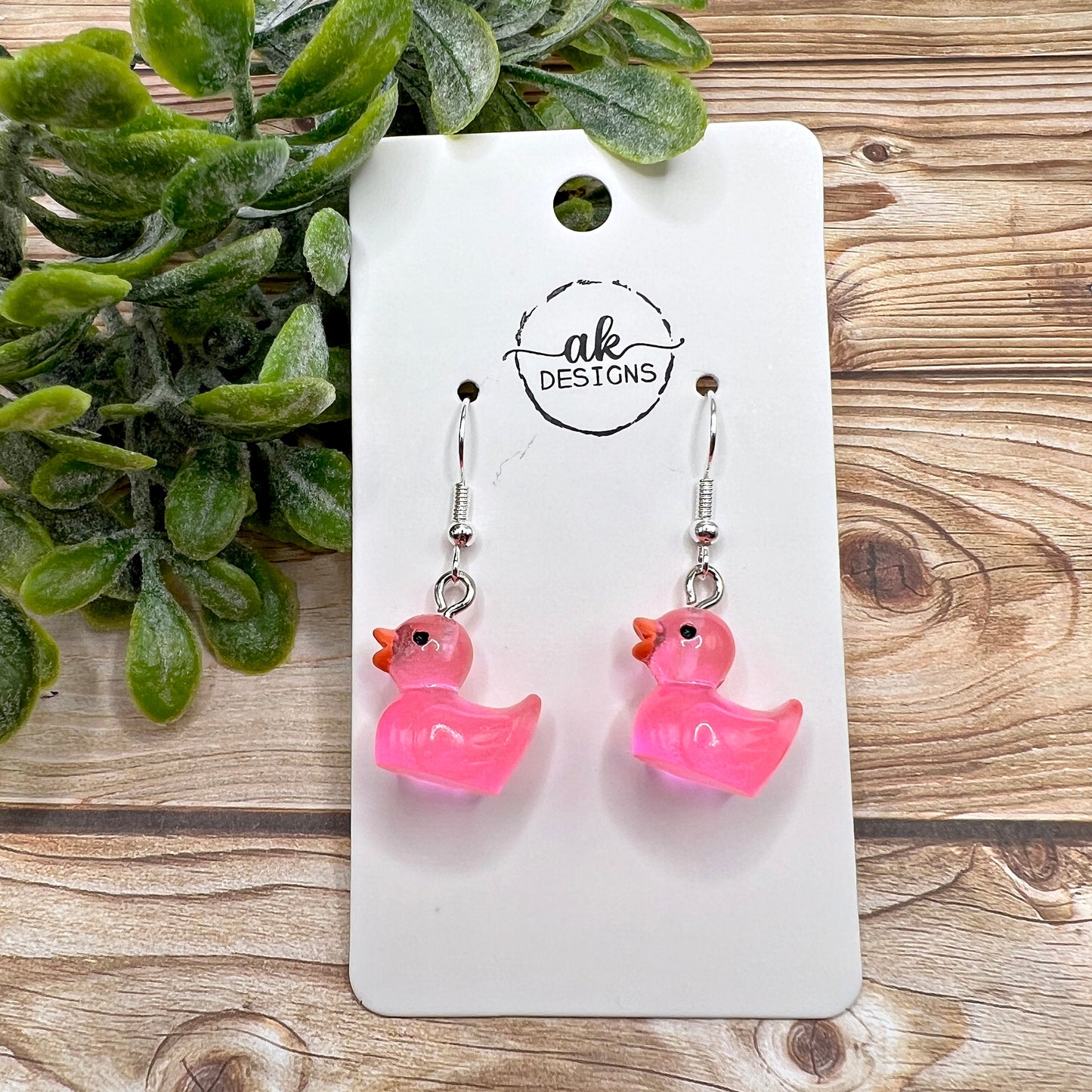 Rubber Ducky Duck Glow in the Dark Pink Petite Lightweight Animal Earrings, Hypoallergenic Easter Valentine's Birthday Gift for Girls - Animal