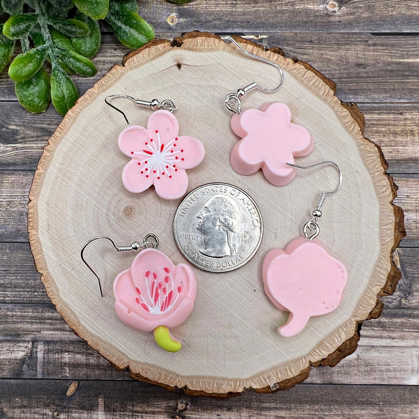 Cherry Blossom Kawaii Resin Lightweight Pink  Earrings, Hypoallergenic Gift