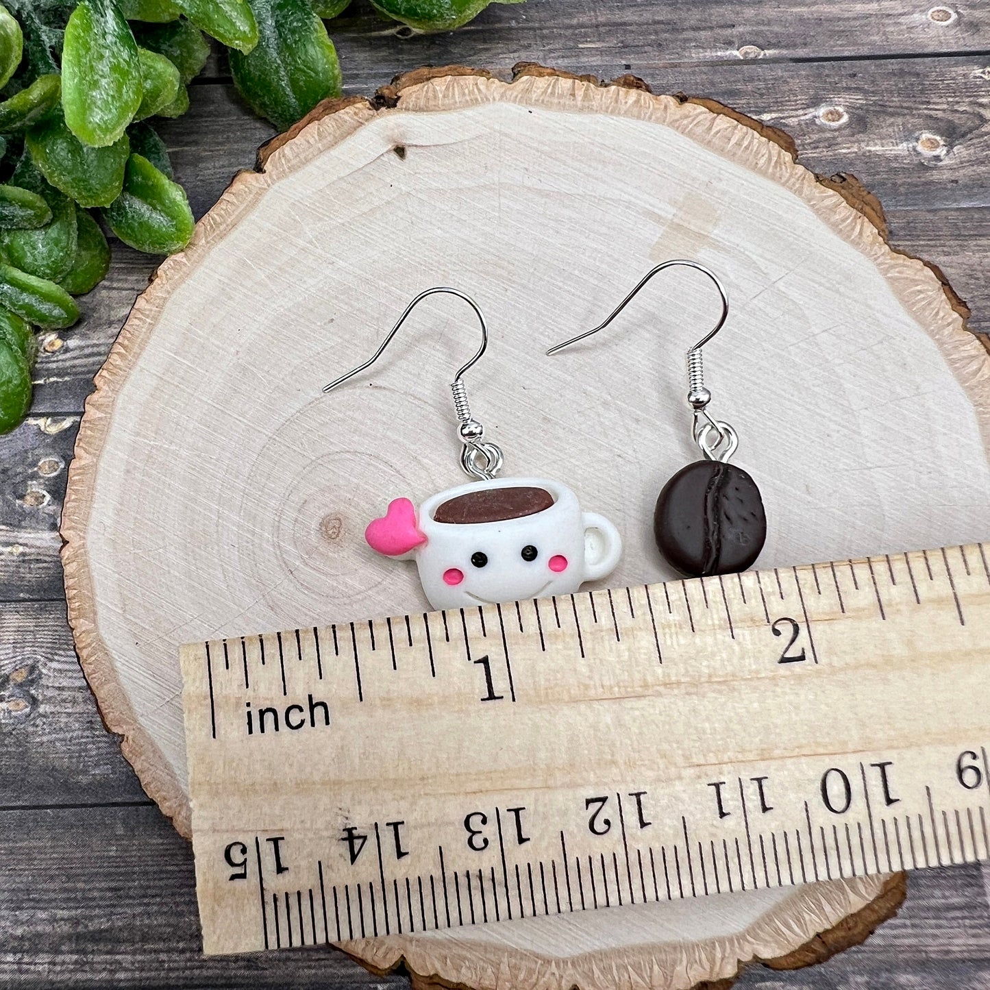 Mismatched Kawaii Coffee Cup and Coffee Bean Earrings, Hypoallergenic Gift for Coffee And Latte Lovers