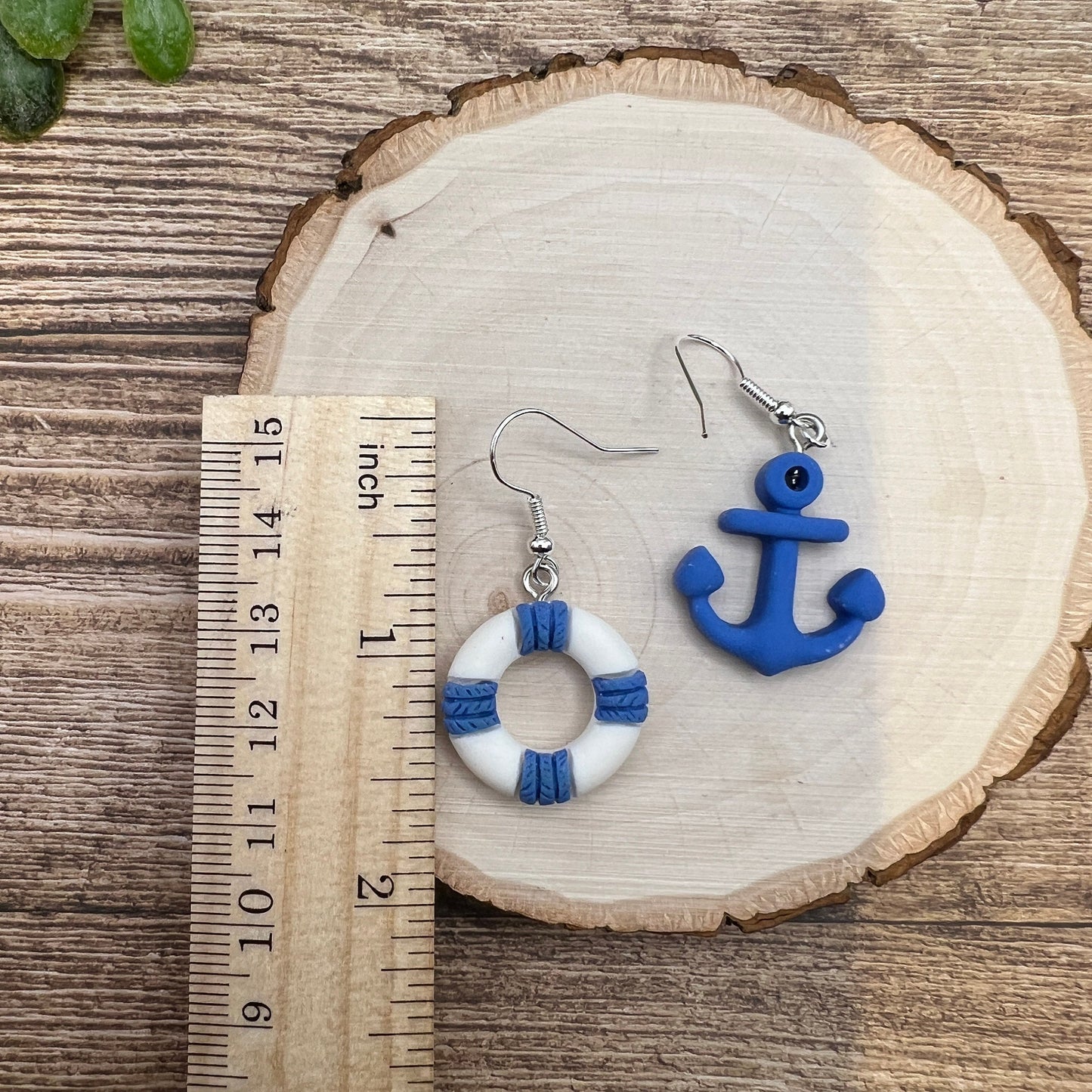 Mismatched Anchor Life Preserver  Earrings, Hypoallergenic Nautical Boating Gift