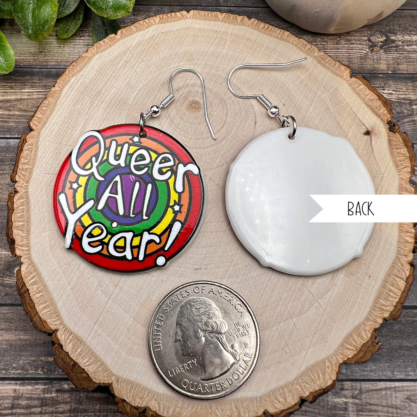 Queer All Year Lightweight Acrylic Pride Month LGBTQ+ Rainbow  Earrings, Hypoallergenic Gift