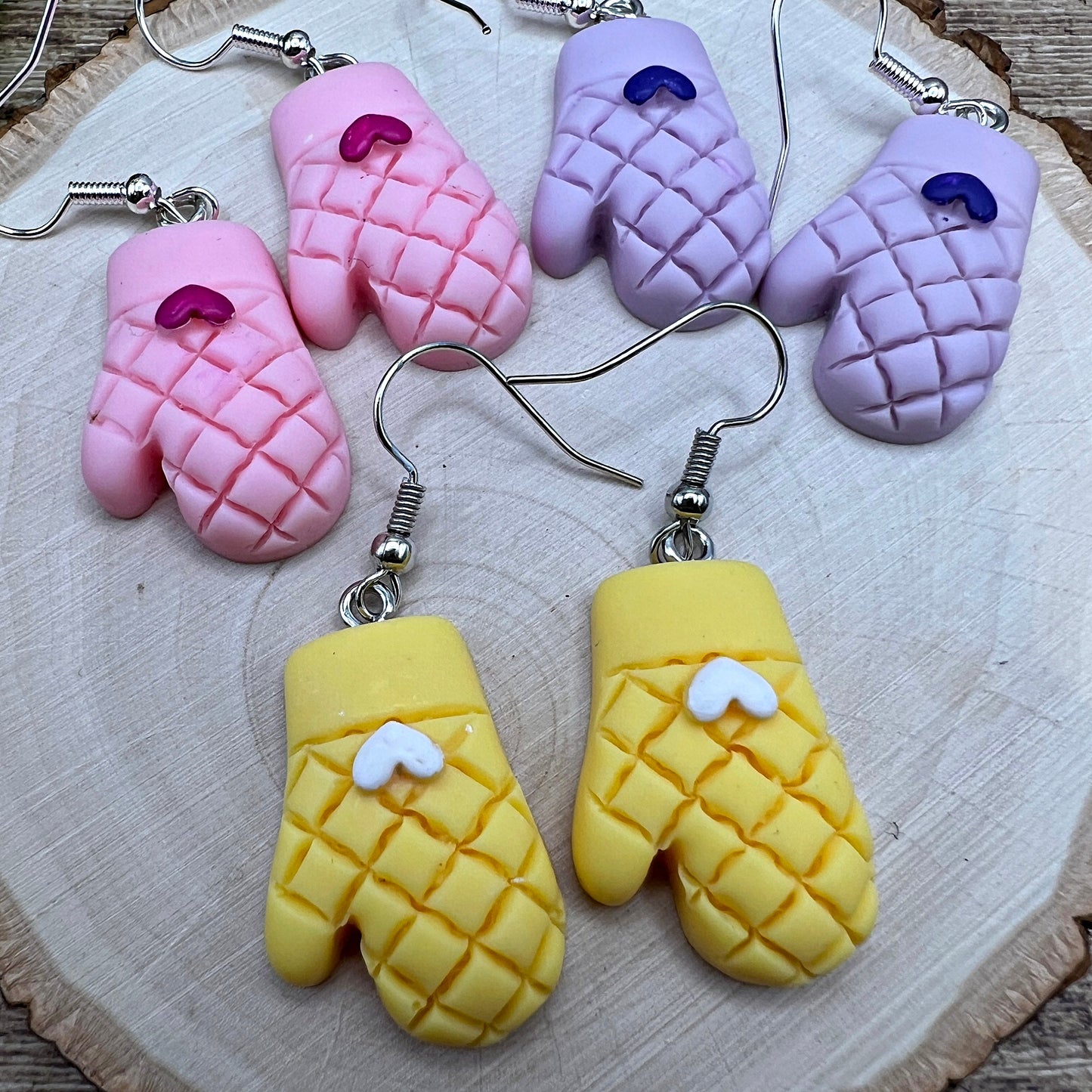 Cute Cartoon Kawaii Puffy Oven Mitt Baking Pastry Chef Earrings - Clearance