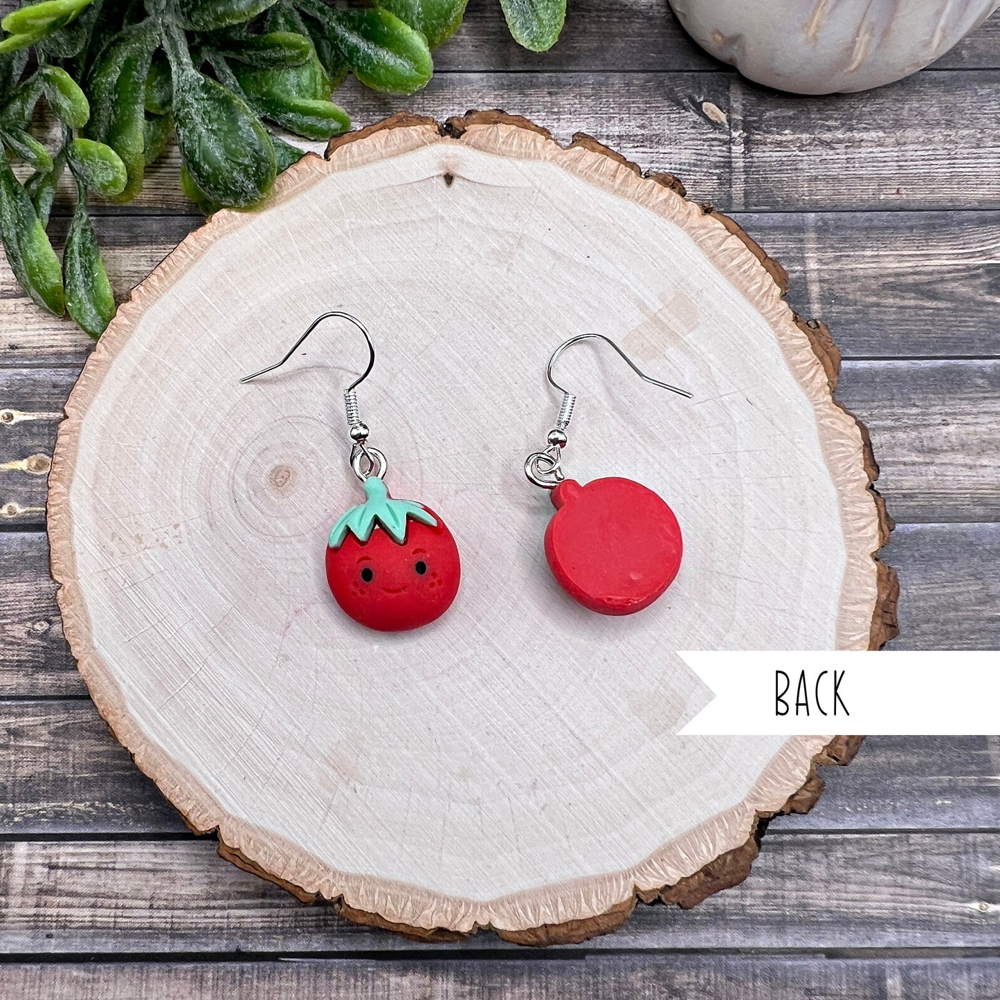 Kawaii Tomato Cartoon Veggie Vegetable Friends Cute  Earrings, Hypoallergenic Gift