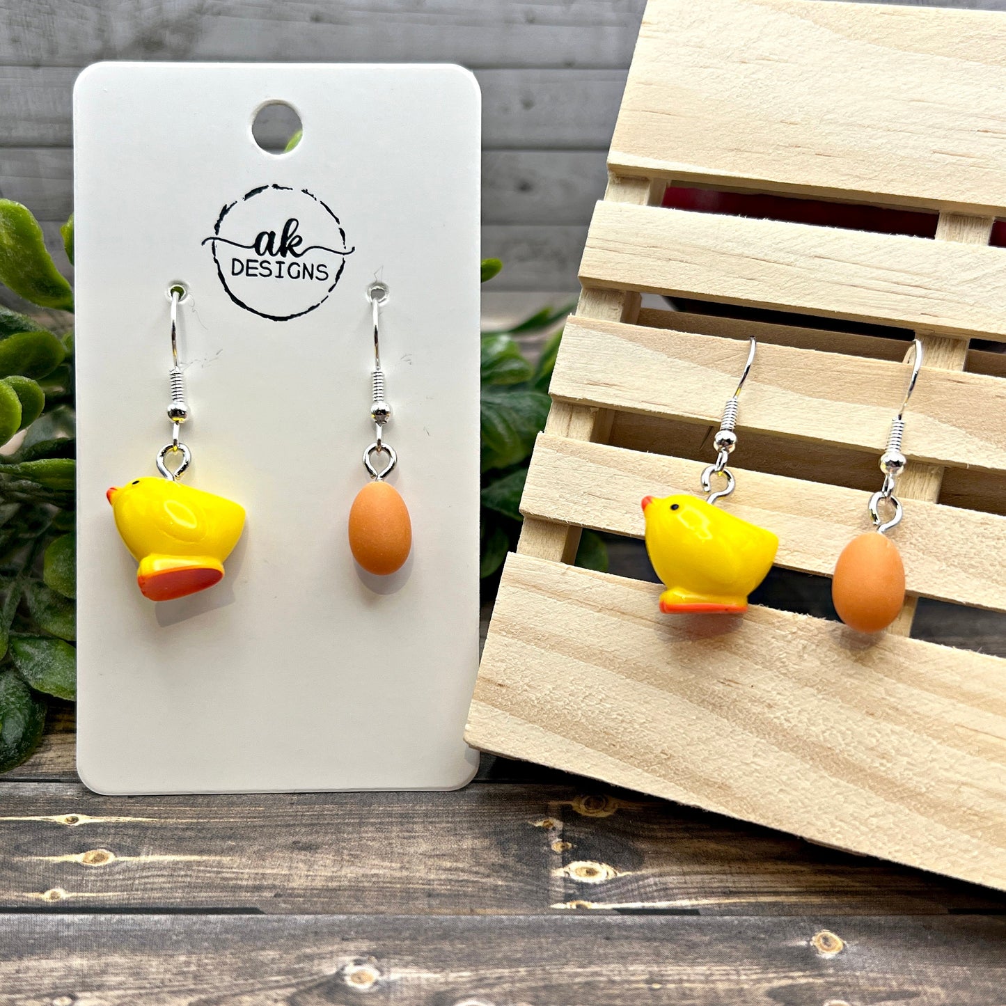 Chicken & Egg Petite Mismatched  Earrings, Hypoallergenic Gift