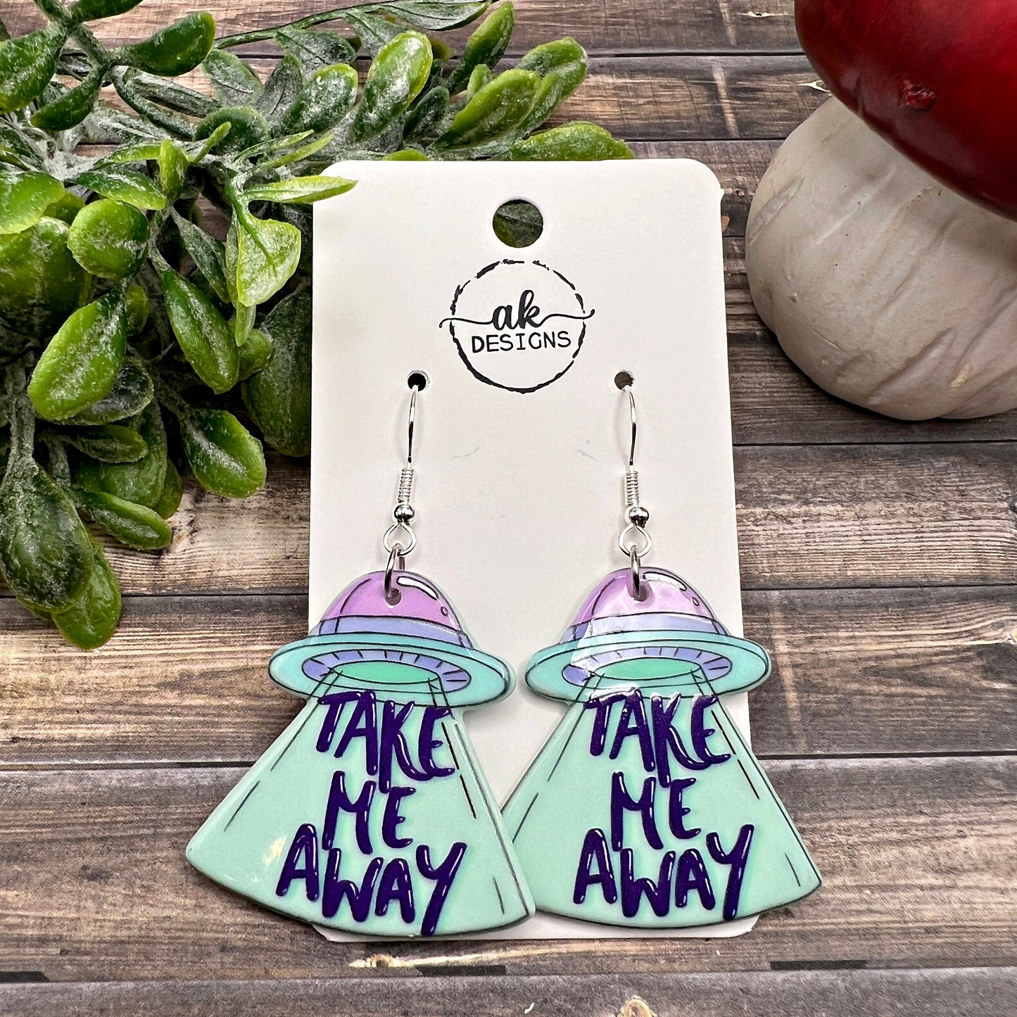 Lightweight Alien Abduction UFO Acrylic  Space Earrings