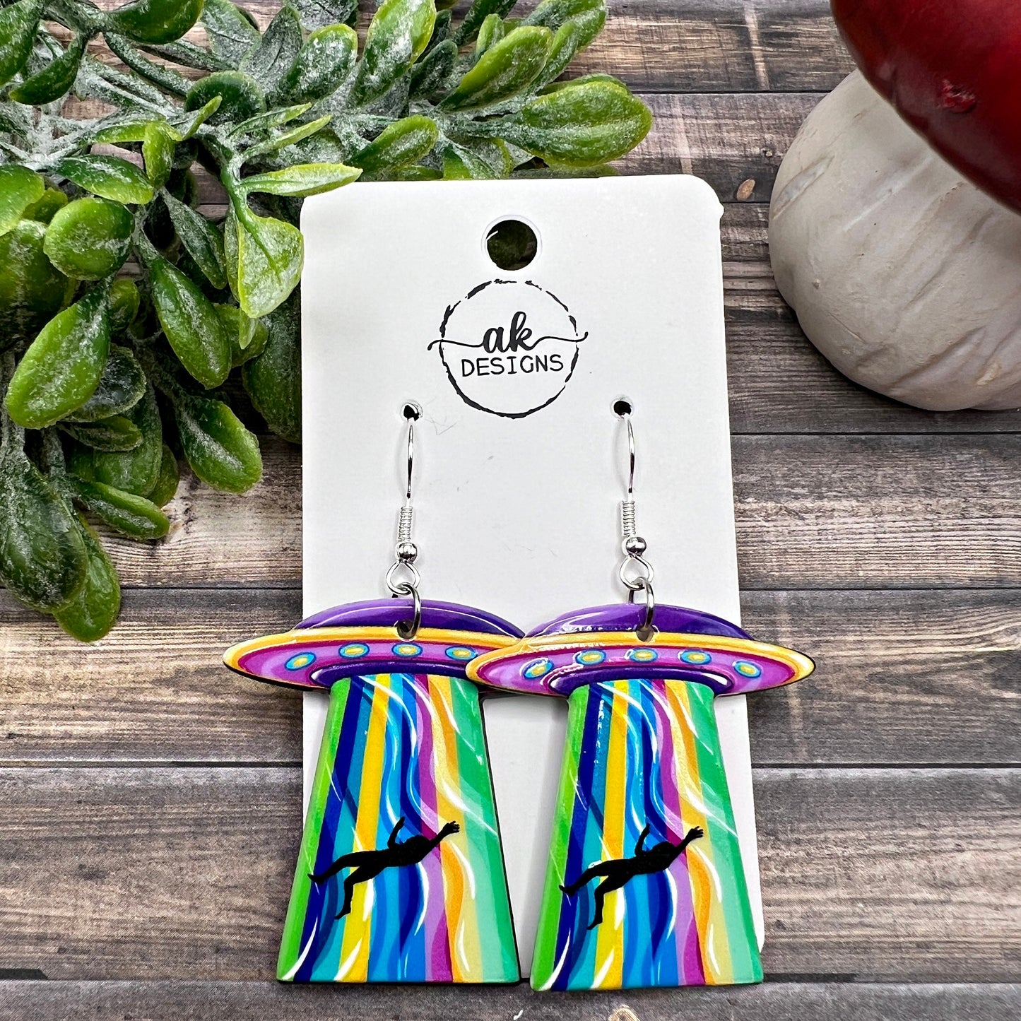 Lightweight Alien Abduction UFO Acrylic  Space Earrings