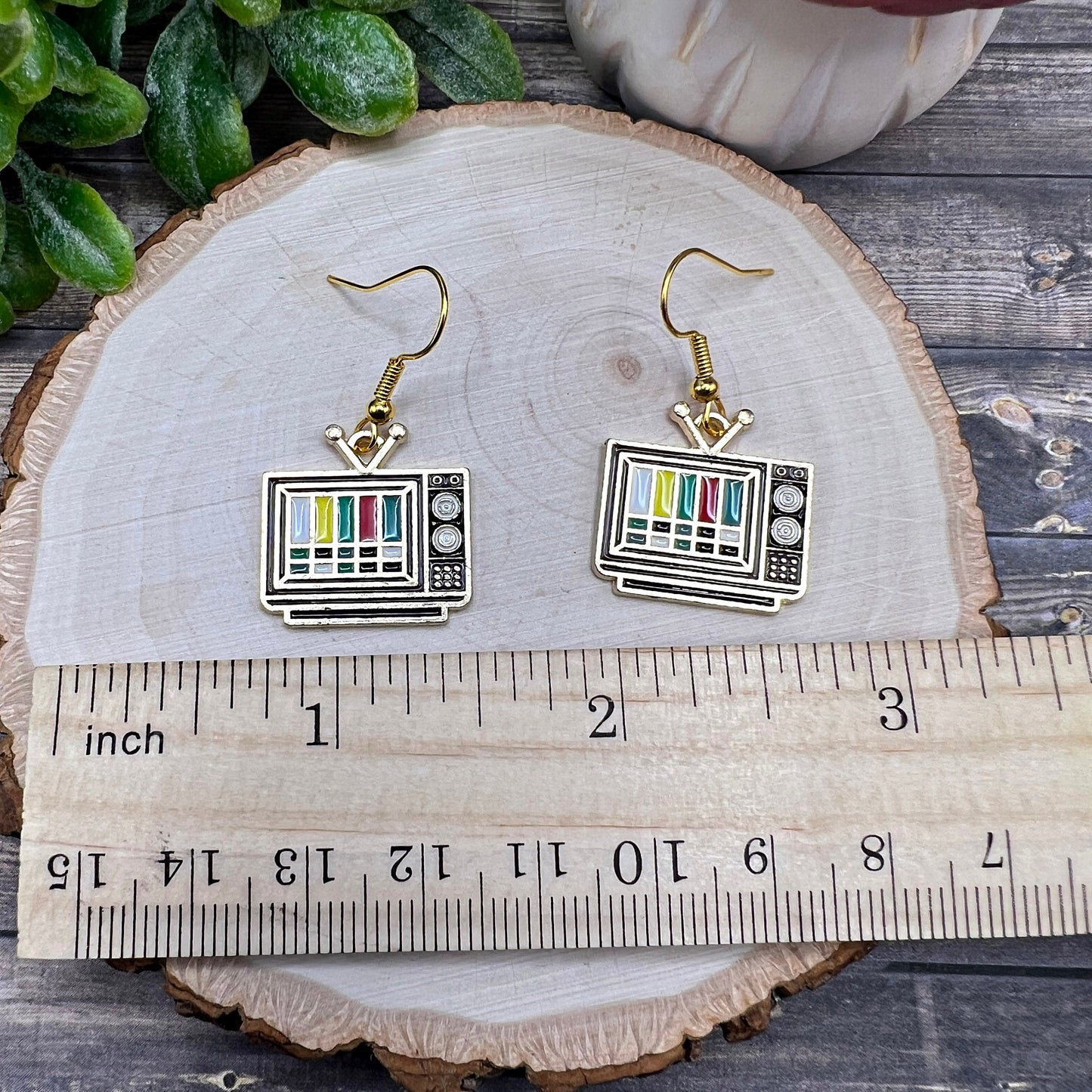 TV Television Old School Retro 60s 70s 80s Saturday Morning Cartoons Goldtone  Earrings, Hypoallergenic Gift