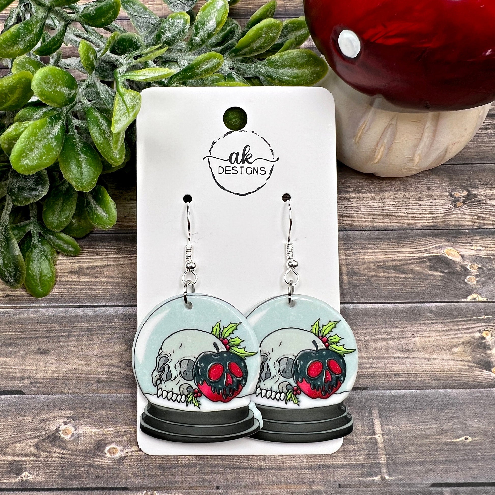 Creepy Goth Halloween Christmas Skull Potion Acrylic Hypoallergenic Earrings