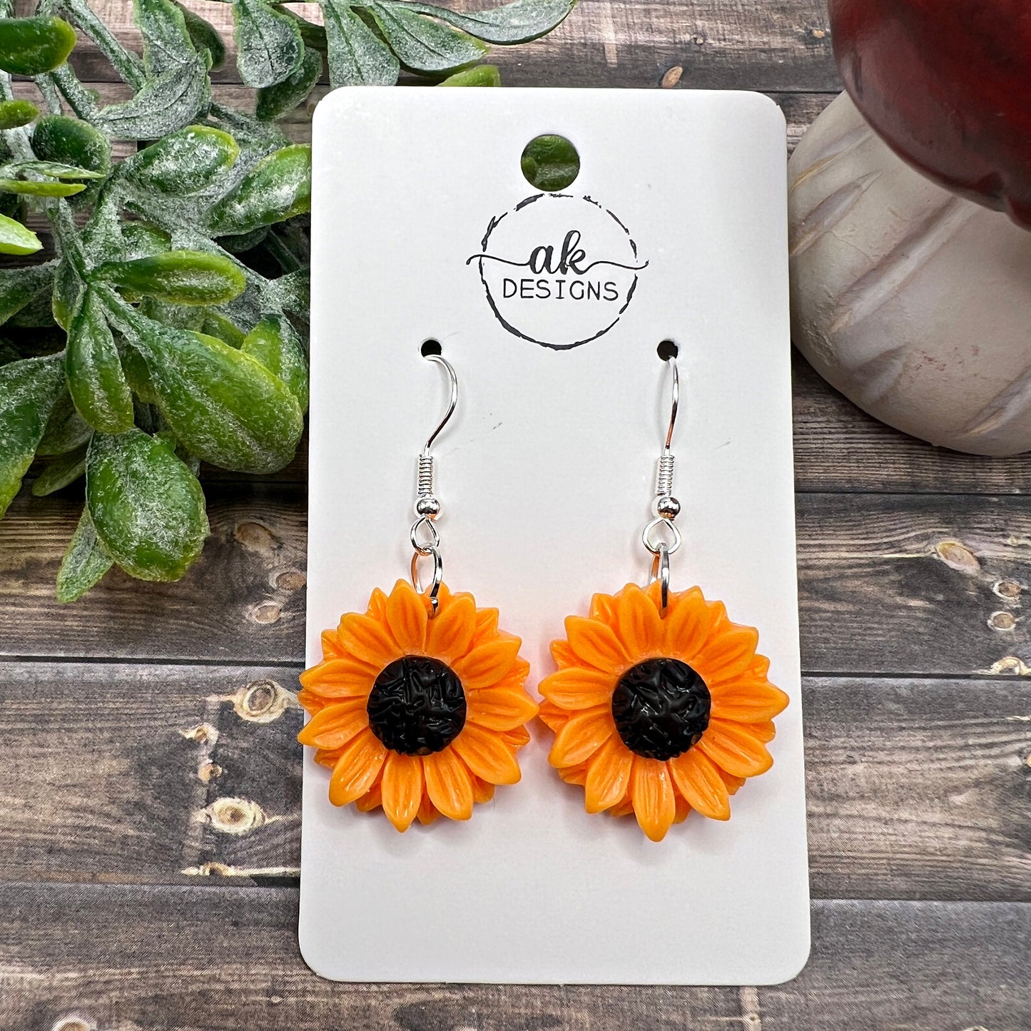 Sunflower Bright Yellow Floral Lightweight Spring/Summer Dangle Earrings | Hypoallergenic Gift