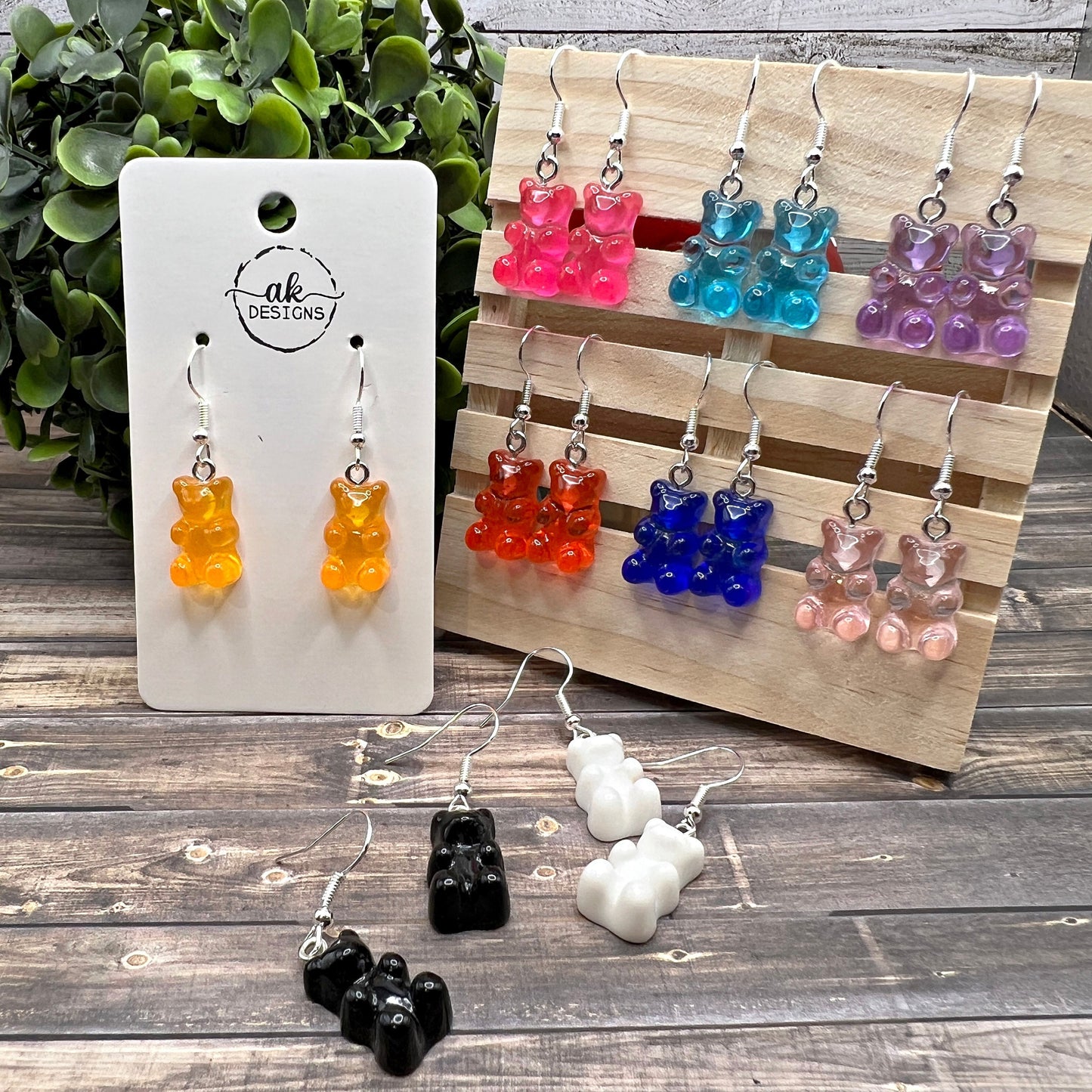 Gummy Bear Miniature Candy  Earrings, Hypoallergenic Colorful Food Gift - Clearance