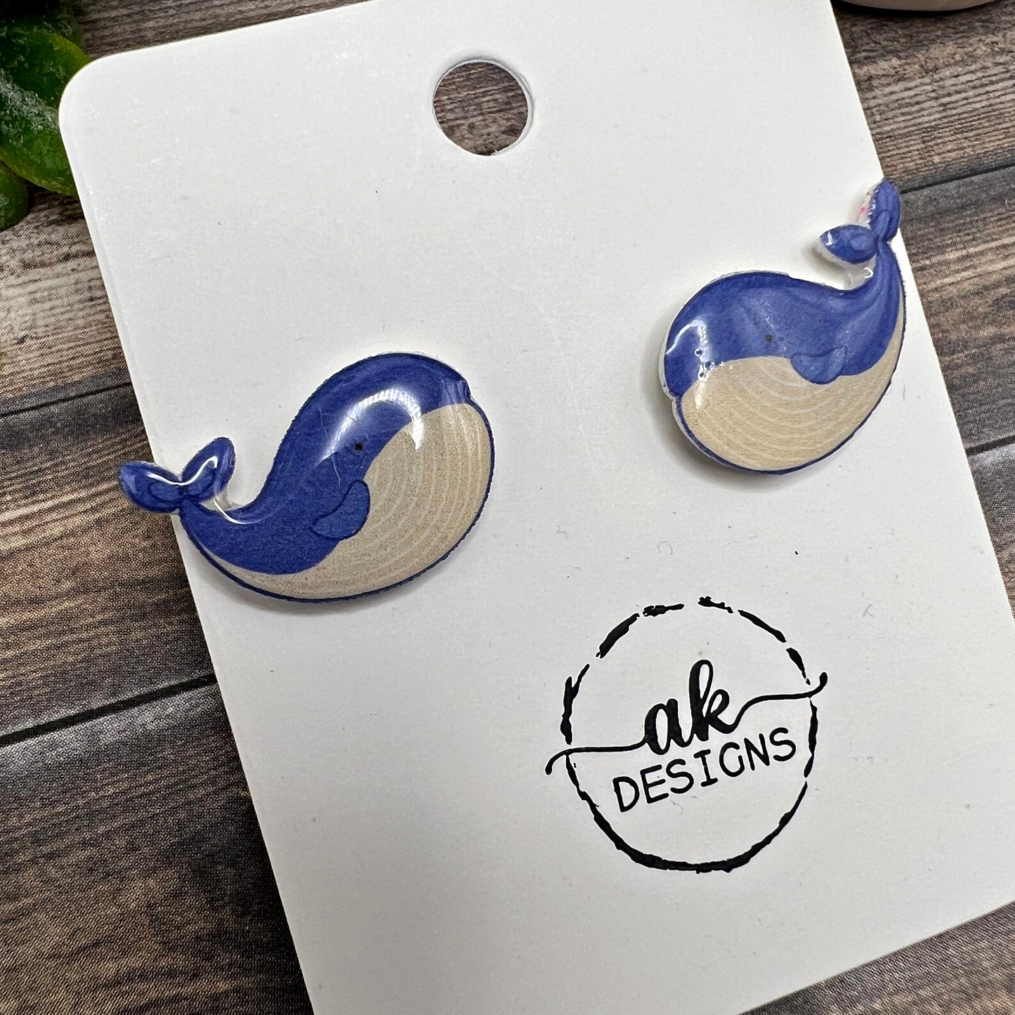 Whimsical Ocean Life Blue Whale Earrings - Cute Plastic Studs for Animal Lovers