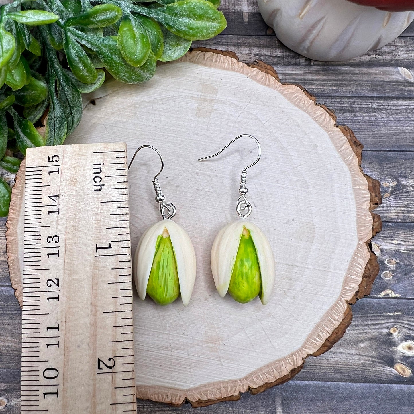 Pistachio Nut Foodie Snack Lightweight Resin  Earrings, Hypoallergenic Gift