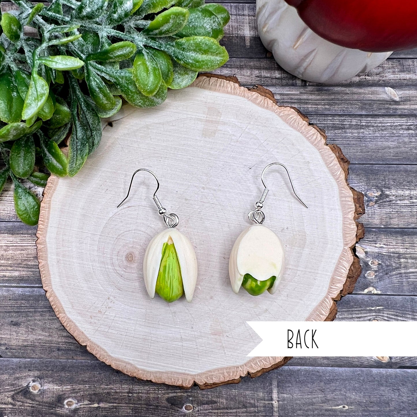 Pistachio Nut Foodie Snack Lightweight Resin  Earrings, Hypoallergenic Gift