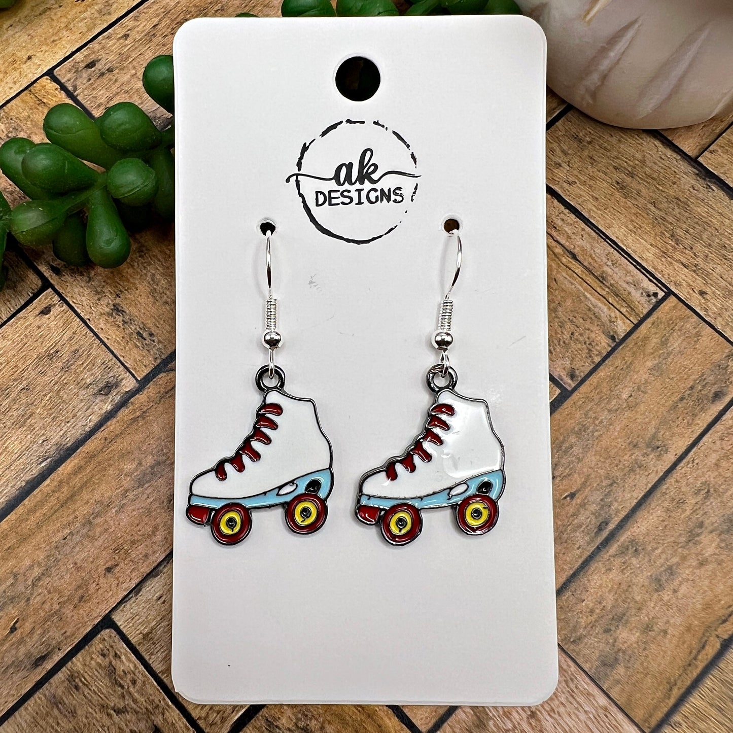 Roller Skate Skating 80s 90s Nostalgic Gen-X Enamel Alloy Lightweight  Earrings, Hypoallergenic Gift