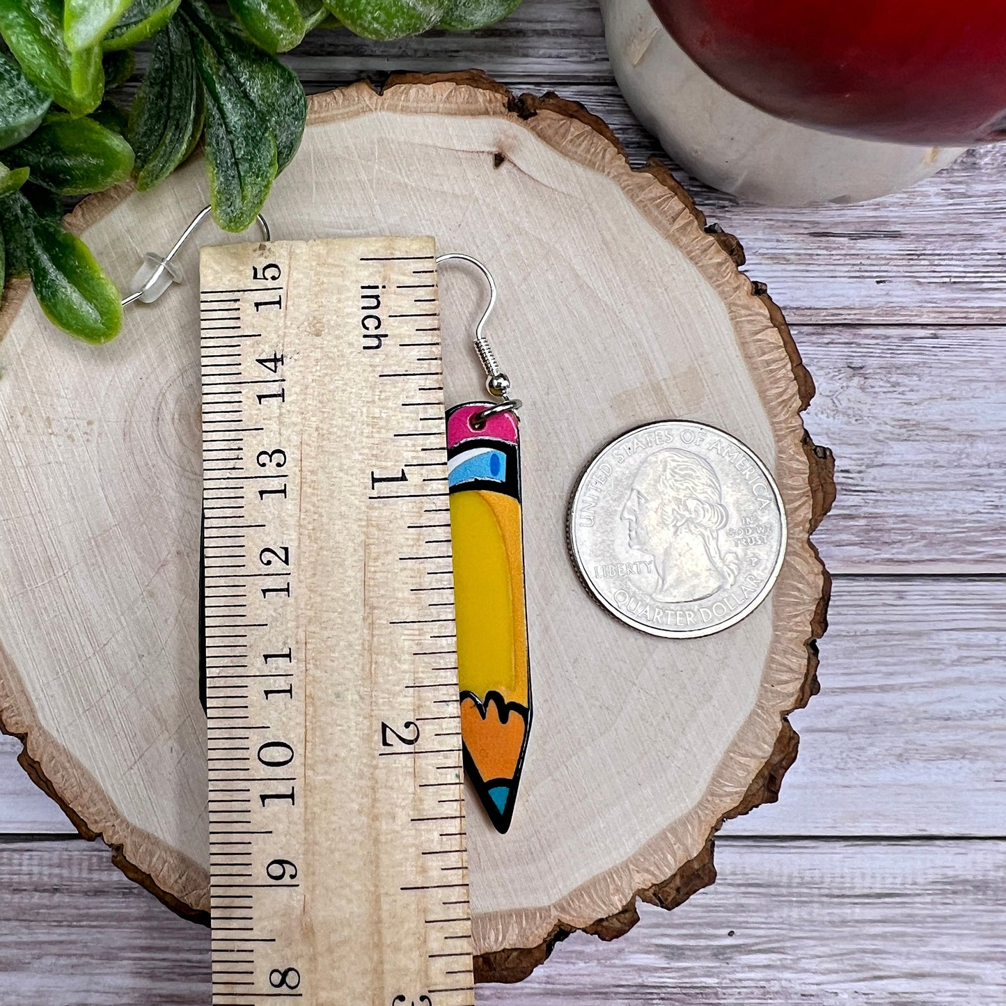 Cartoon Doodle Pencil Acrylic Art Earrings