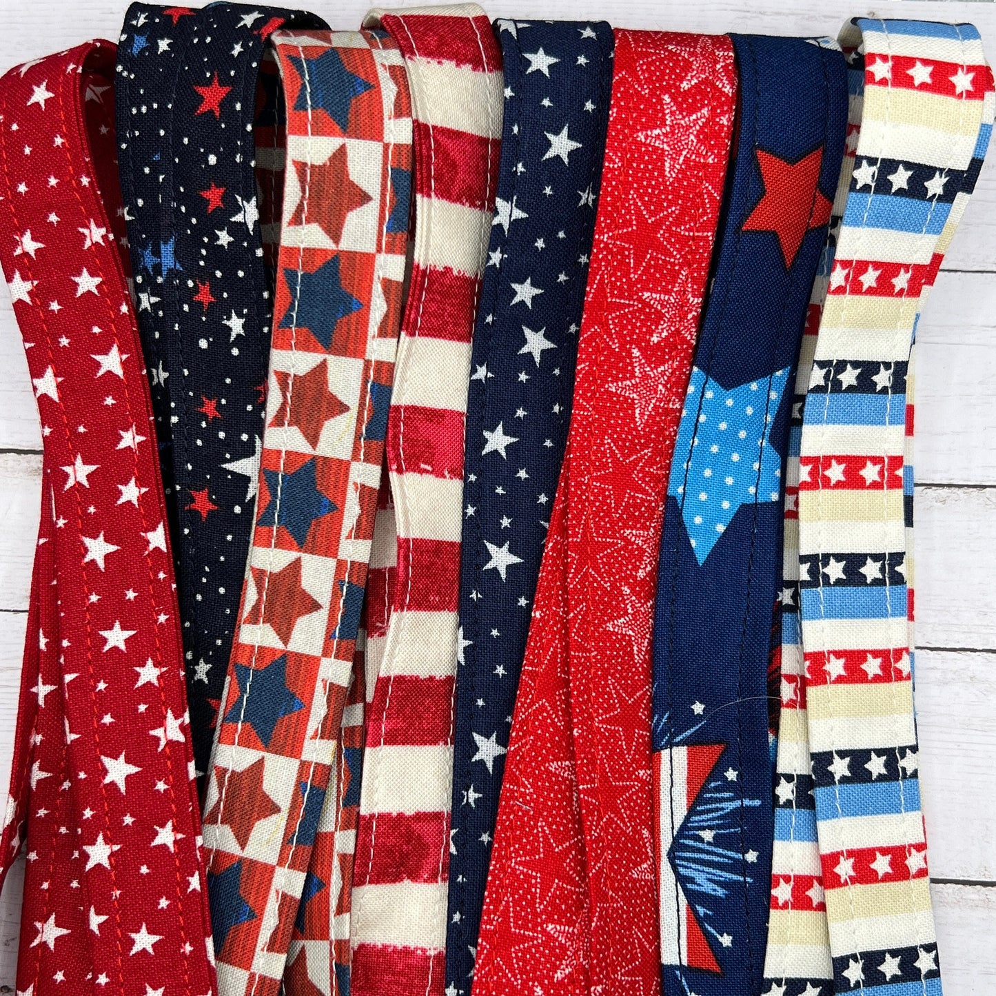 Handmade 20" Fabric  Red White & Blue USA Flag Stars Stripes Patriotic 4th of July   Lanyard Breakaway Keychain Keys Badge Holder