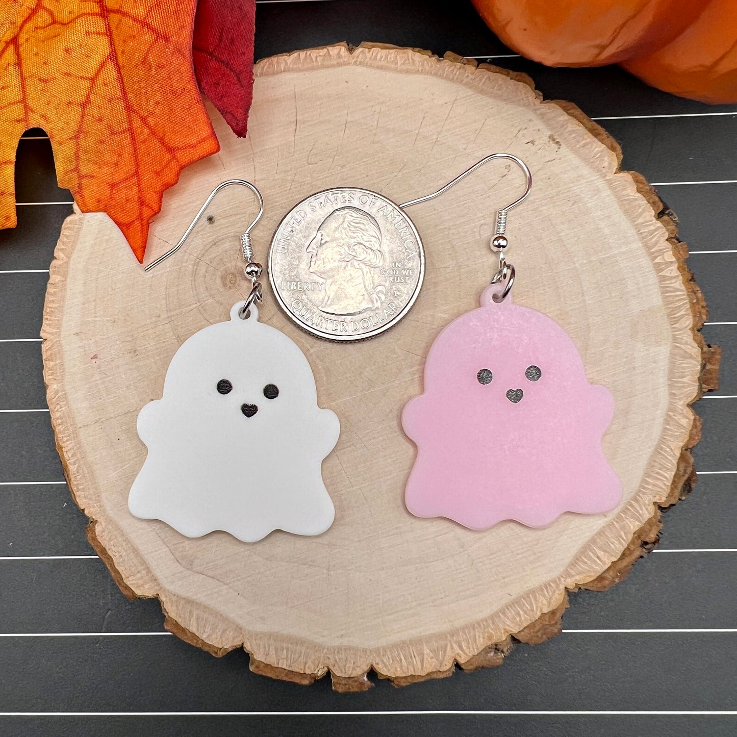 Cute Cartoon Ghost Acrylic Earrings, Halloween Spooky Season, Silver/Silver-tone s, Hypoallergenic Gift