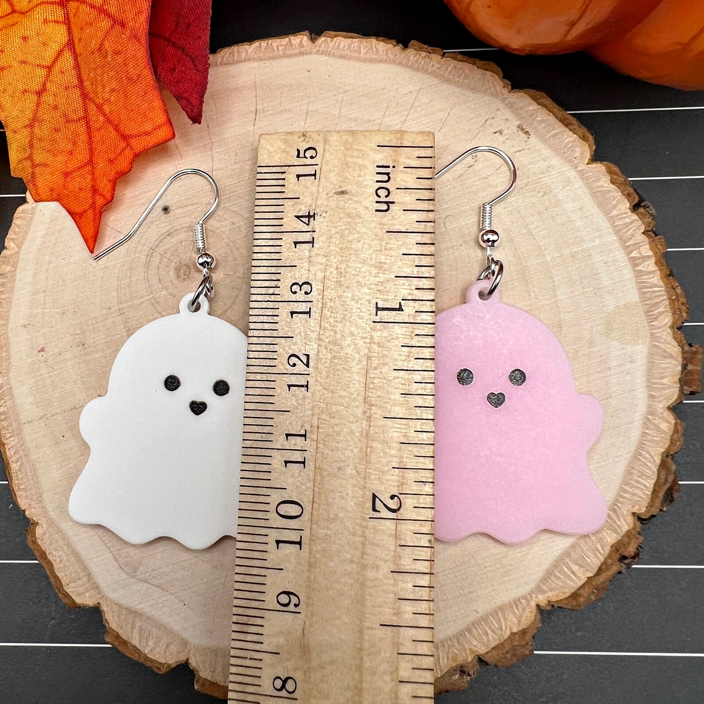 Cute Cartoon Ghost Acrylic Earrings, Halloween Spooky Season, Silver/Silver-tone s, Hypoallergenic Gift