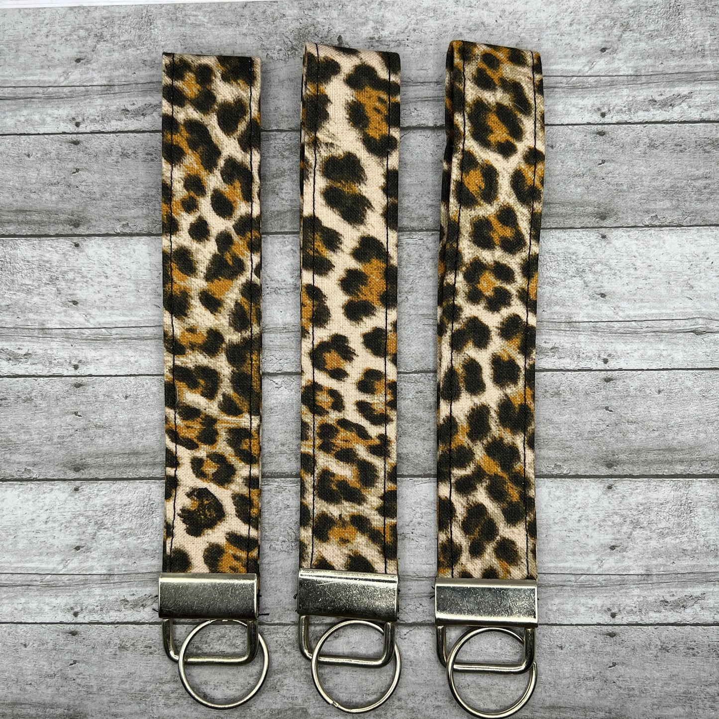 Black Brown Animal Leopard Cheetah Print  6" Key Fob