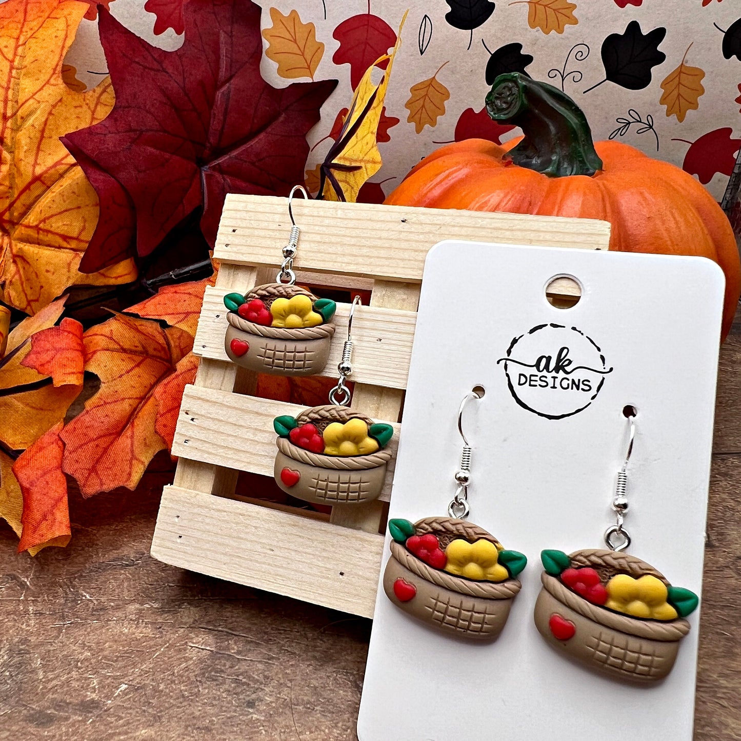 Flower Farmers' Market Harvest Basket Autumn Fall Plant, Hypoallergenic  Earrings - Clearance