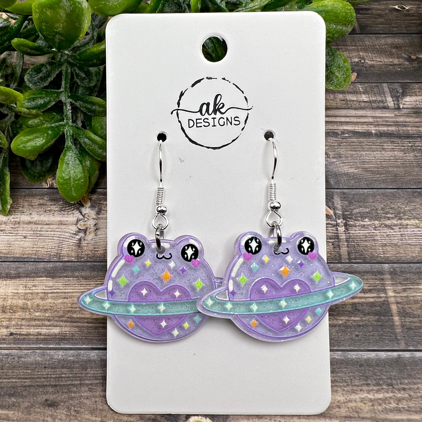 Celestial Magician Spellcaster Glitter Frog Earrings