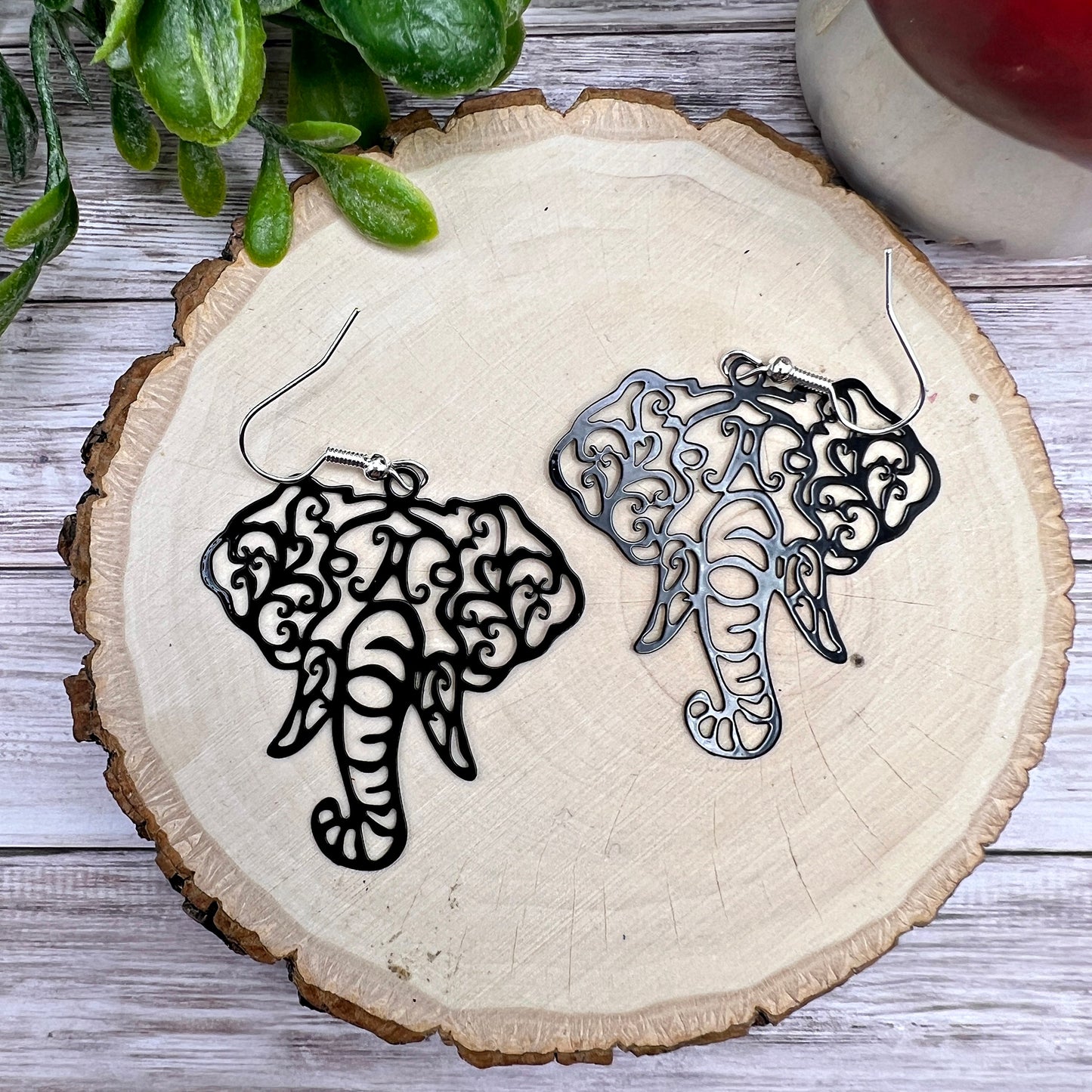 Elephant Zoo Animal Filigree Earrings