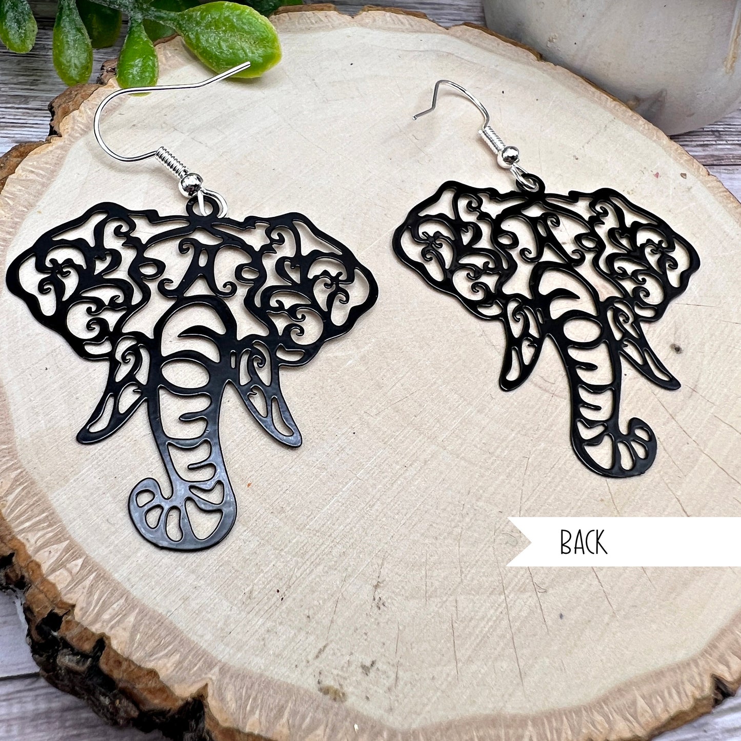 Elephant Zoo Animal Filigree Earrings