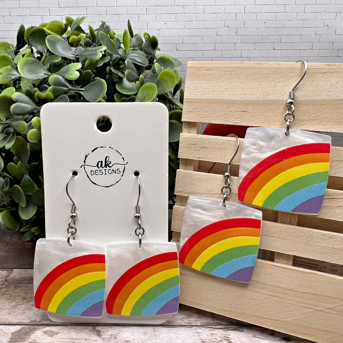 Pearl Acrylic Rainbow Pride, Stainless Steel  Earrings, Hypoallergenic Gift