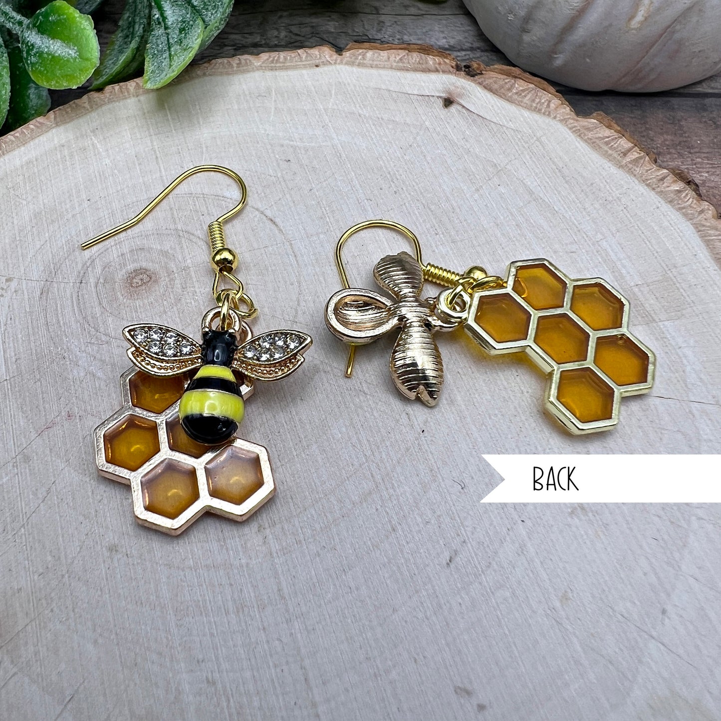 Lightweight Bee Honeycomb Honey  Earrings - Resin Enamel Animal Jewelry