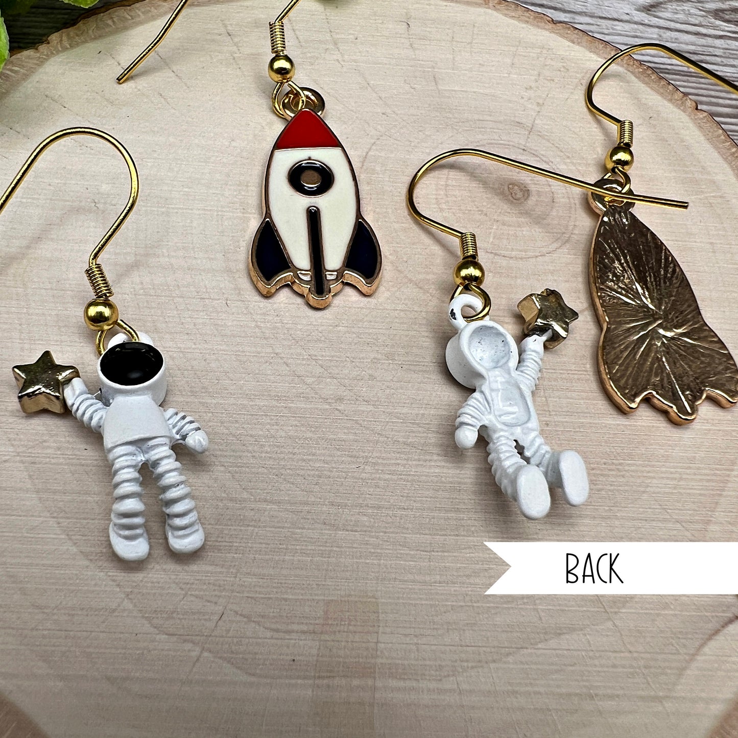 Rocket Astronaut Spacesuit Mismatched  Earrings, Earth Day World Hypoallergenic