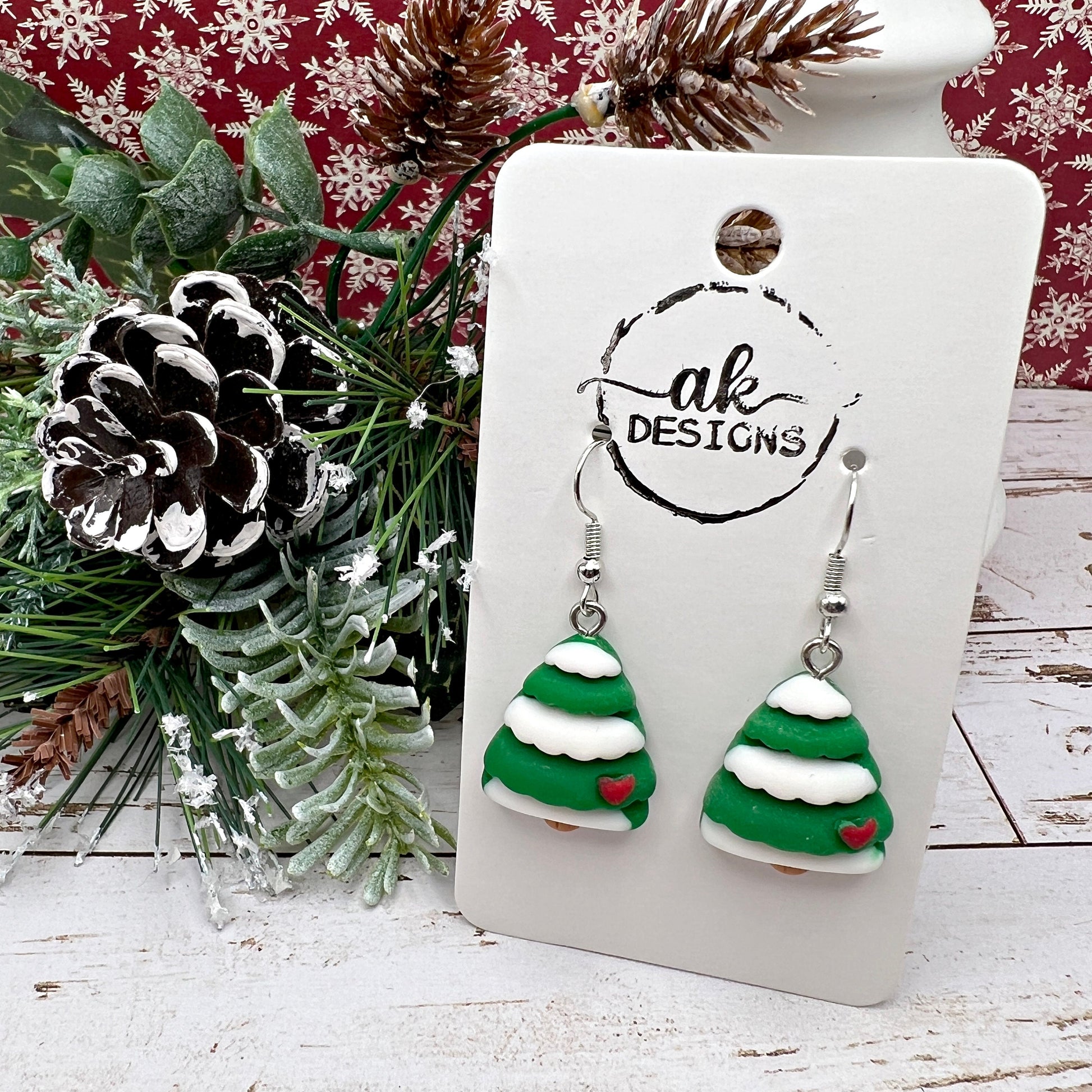 Christmas Tree Kawaii Cartoon Resin Dangle Hypoallergenic Holiday Earrings