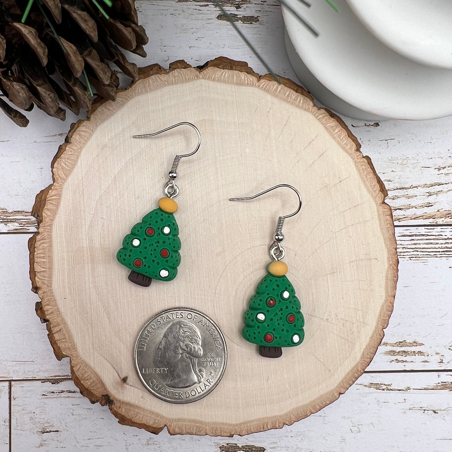 Christmas Tree Kawaii Cartoon Resin Dangle Hypoallergenic Holiday Earrings